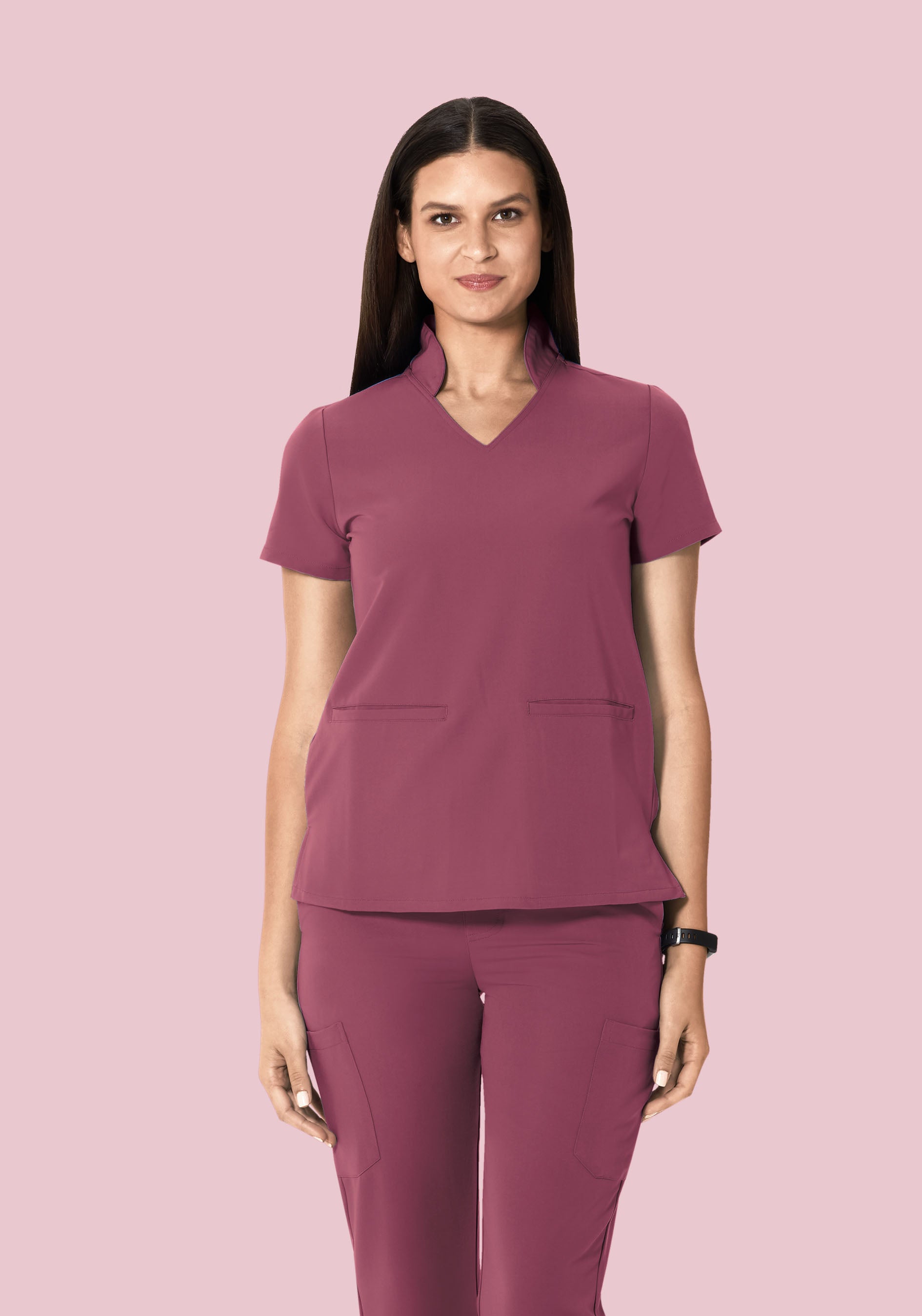 Multi Wear Collar Top Deep Mauve