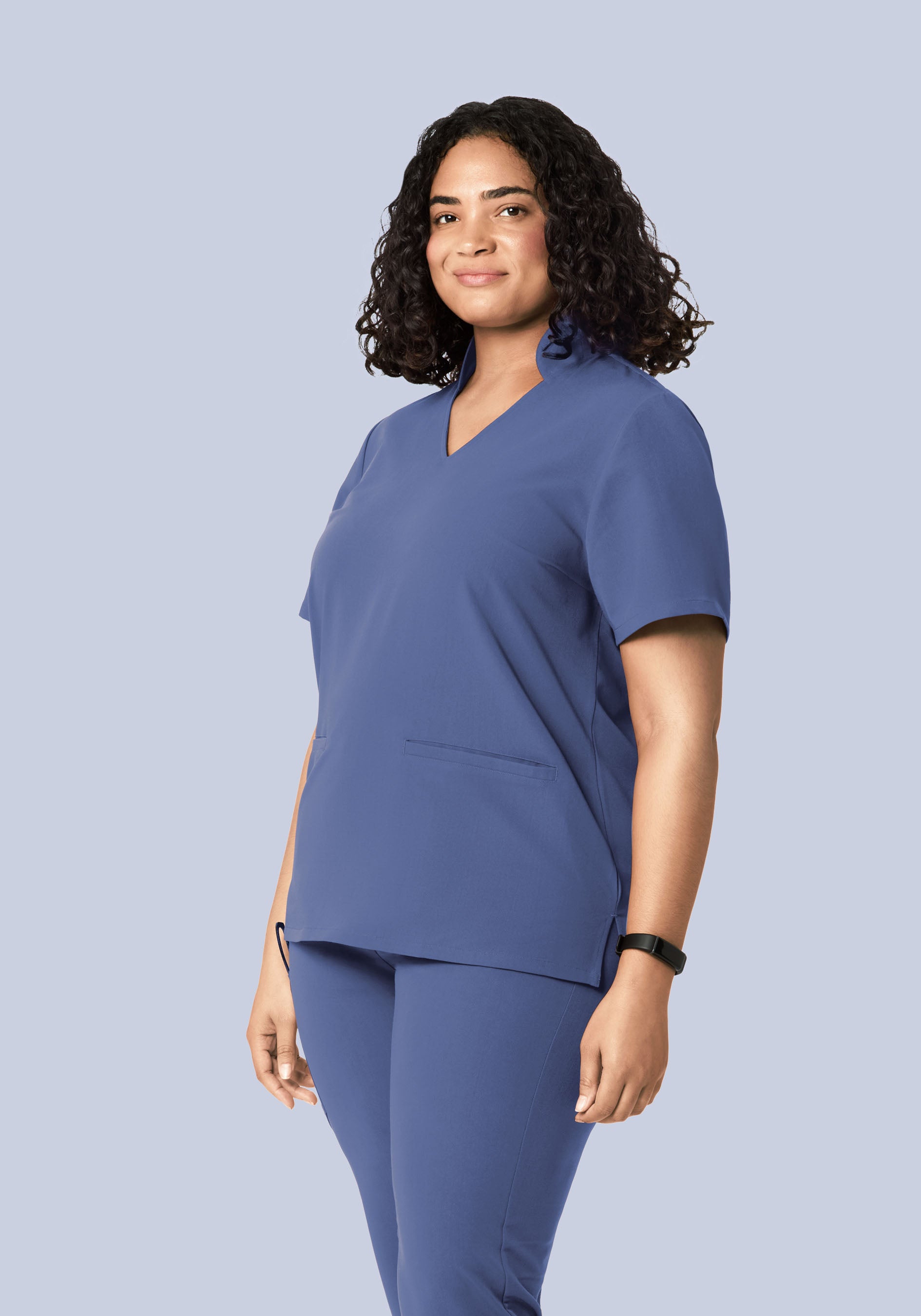 Multi Wear Collar Top Deep Periwinkle