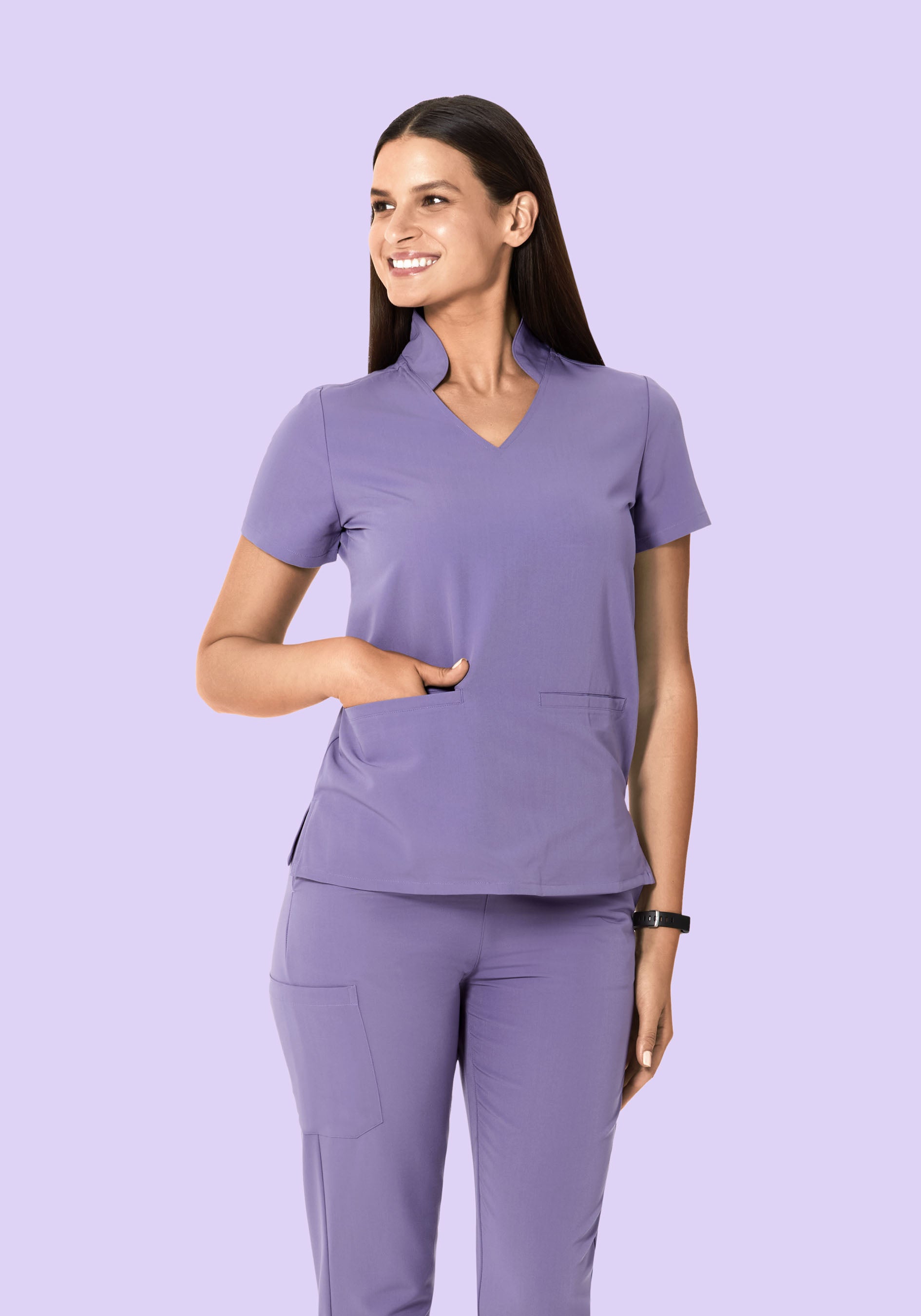 Multi Wear Collar Top Hyacinth