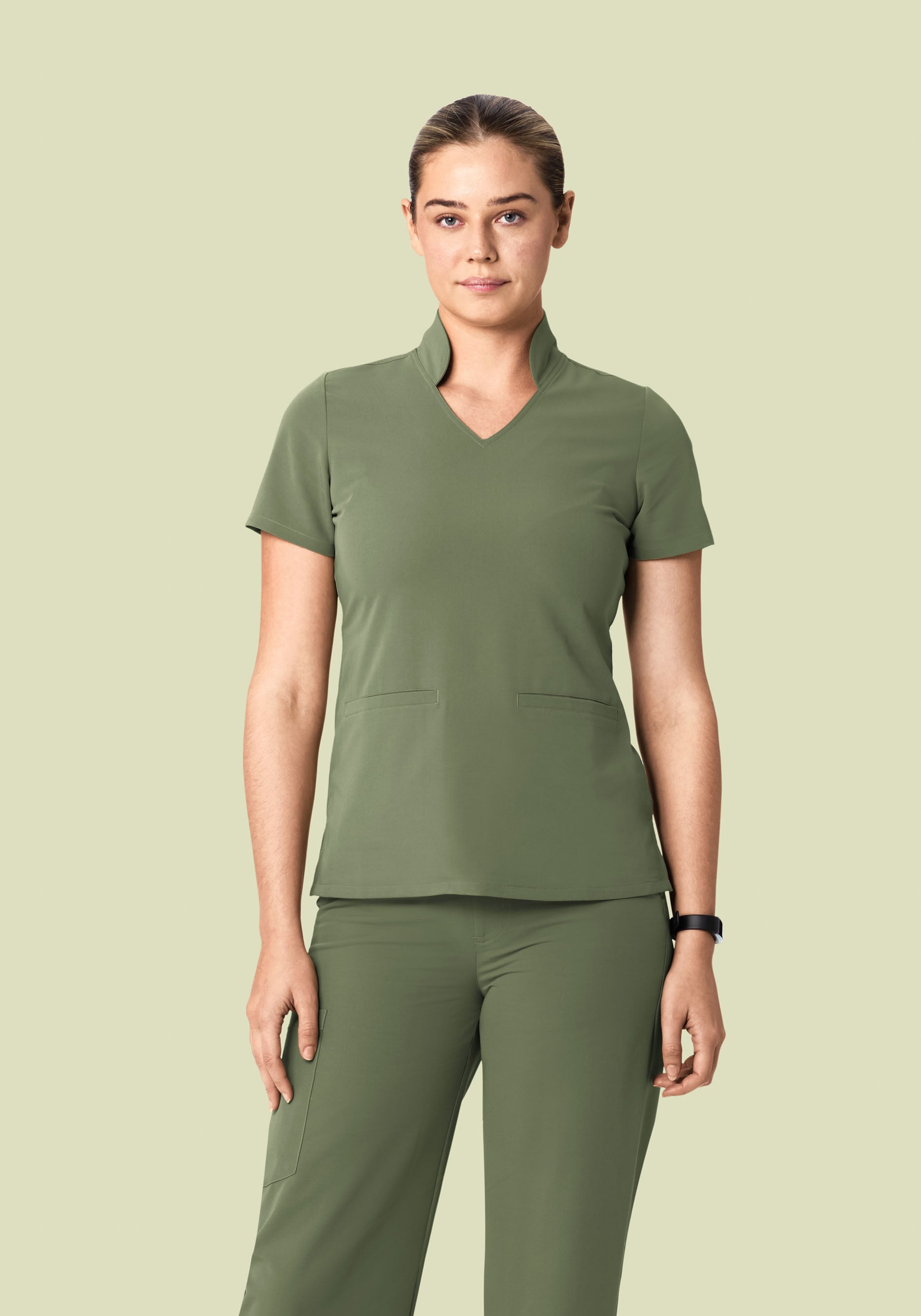 Multi Wear Collar Top Sage