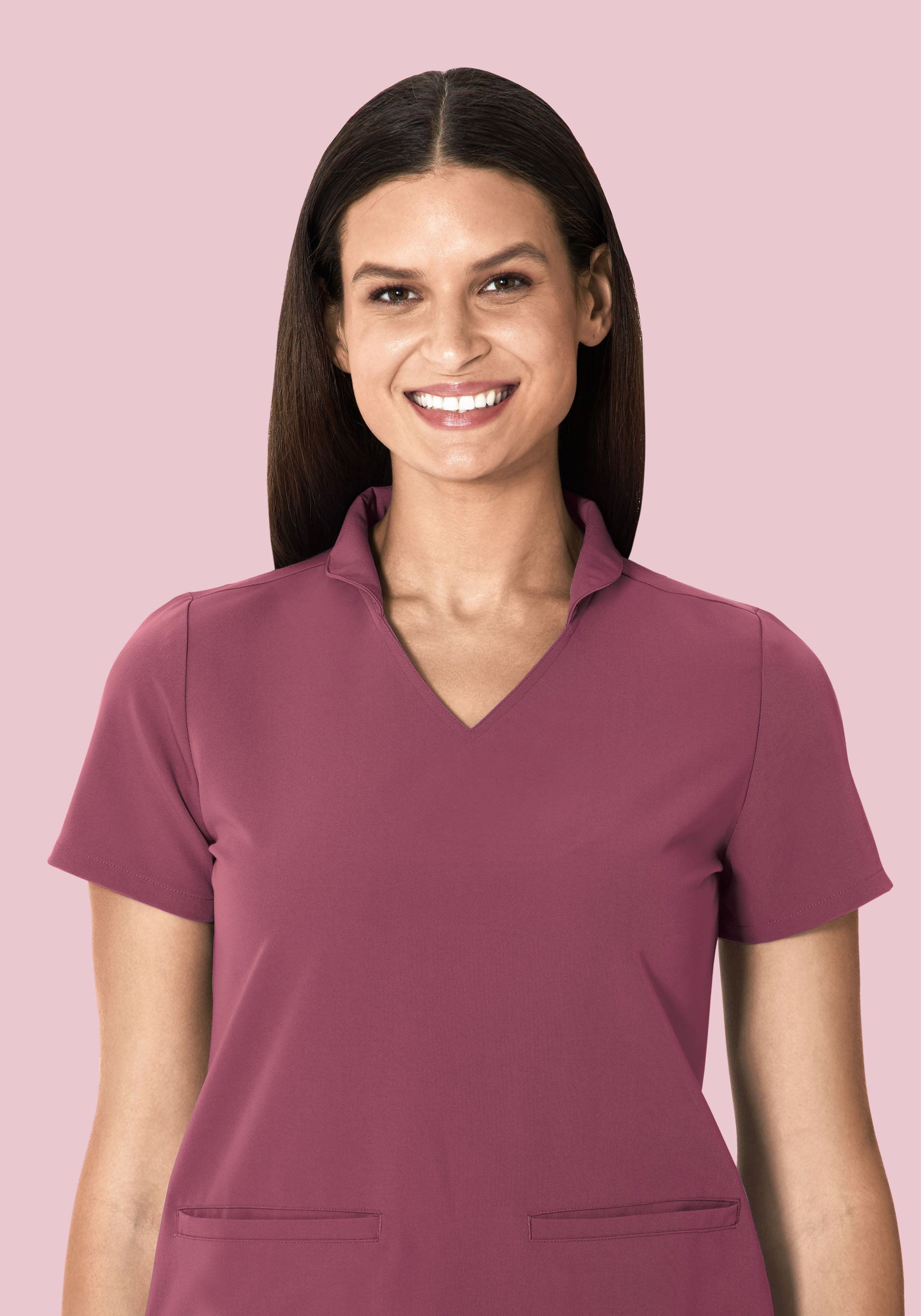 Multi Wear Collar Top Deep Mauve