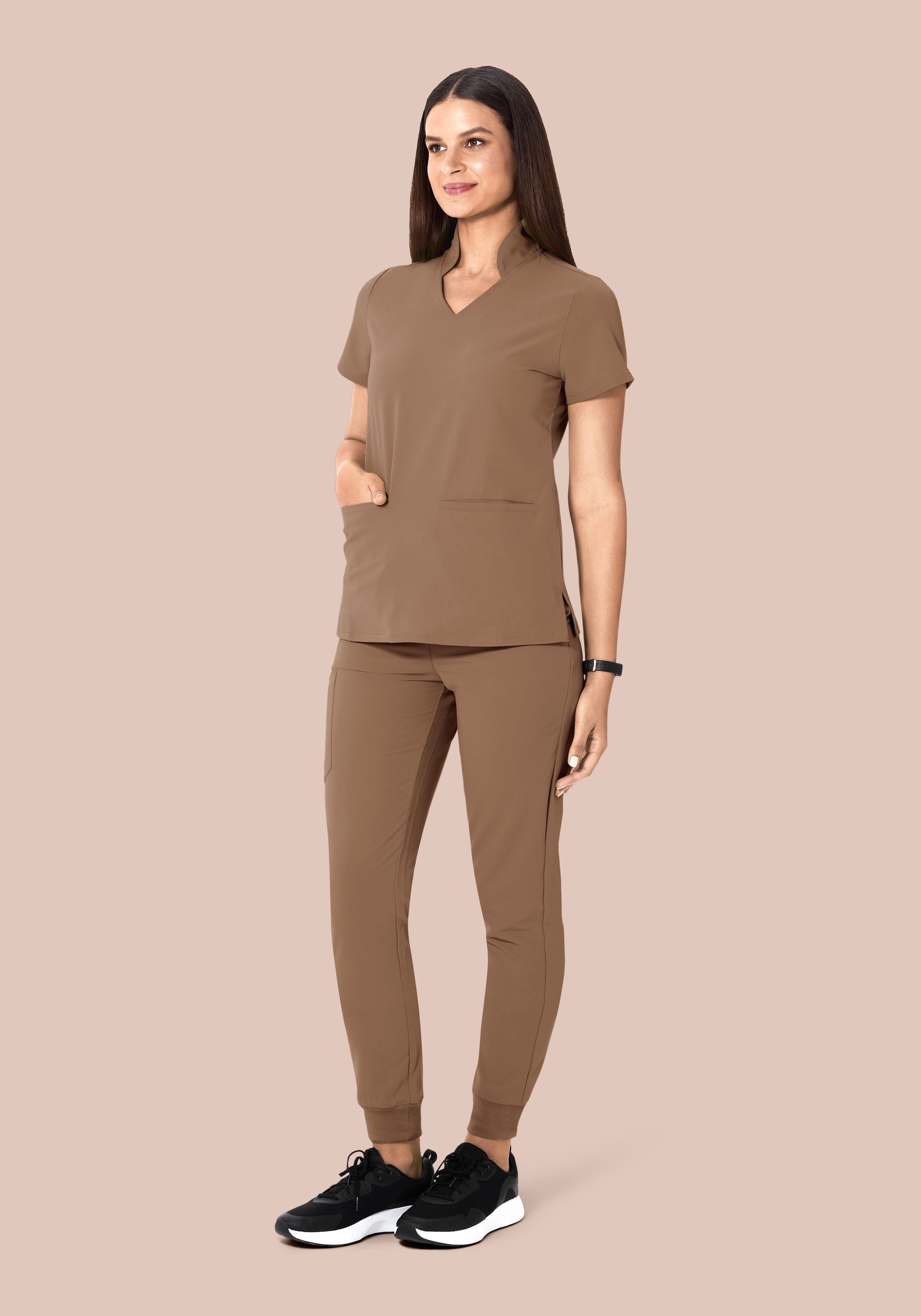 Multi Wear Collar Top Mocha