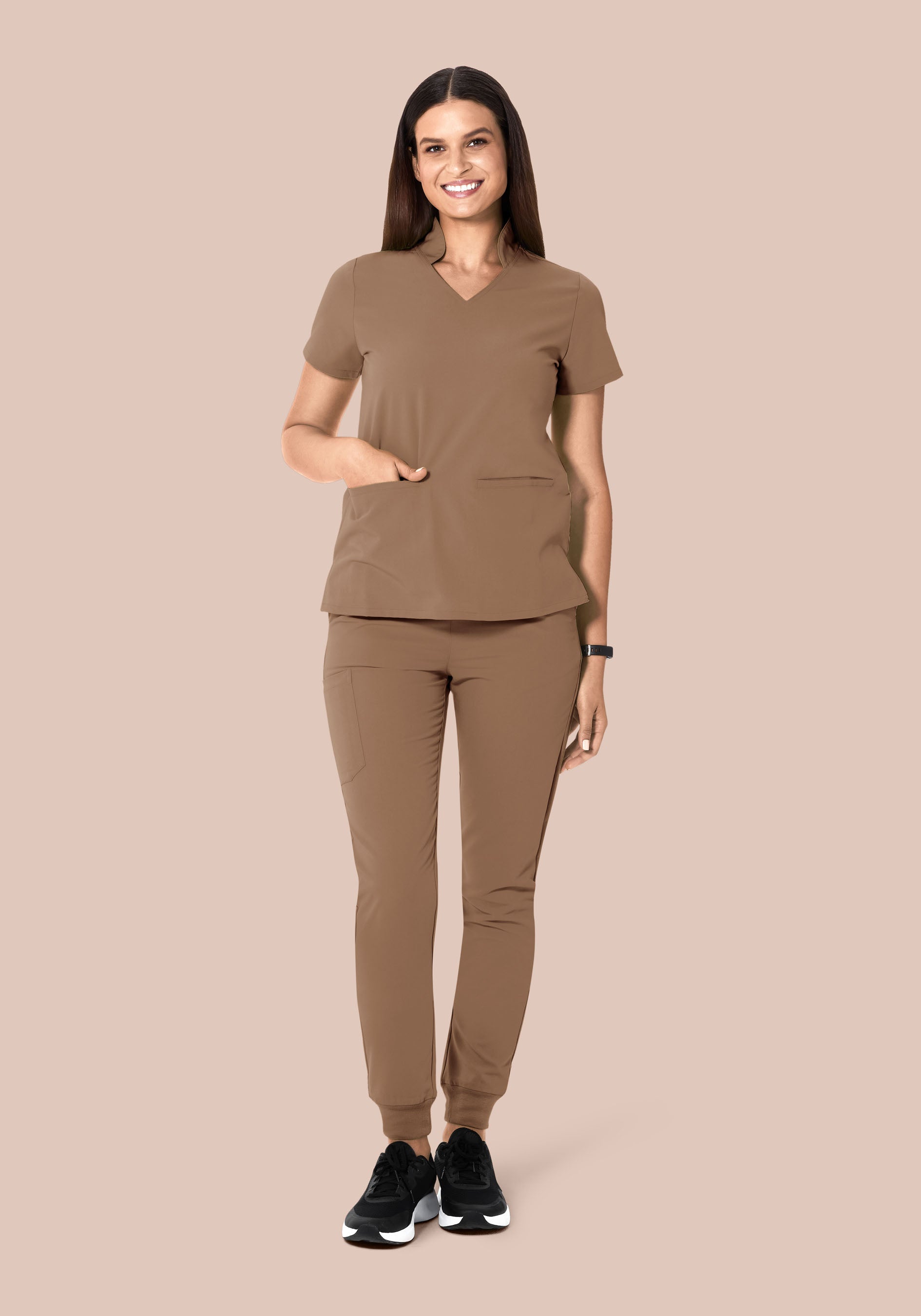 Multi Wear Collar Top Mocha