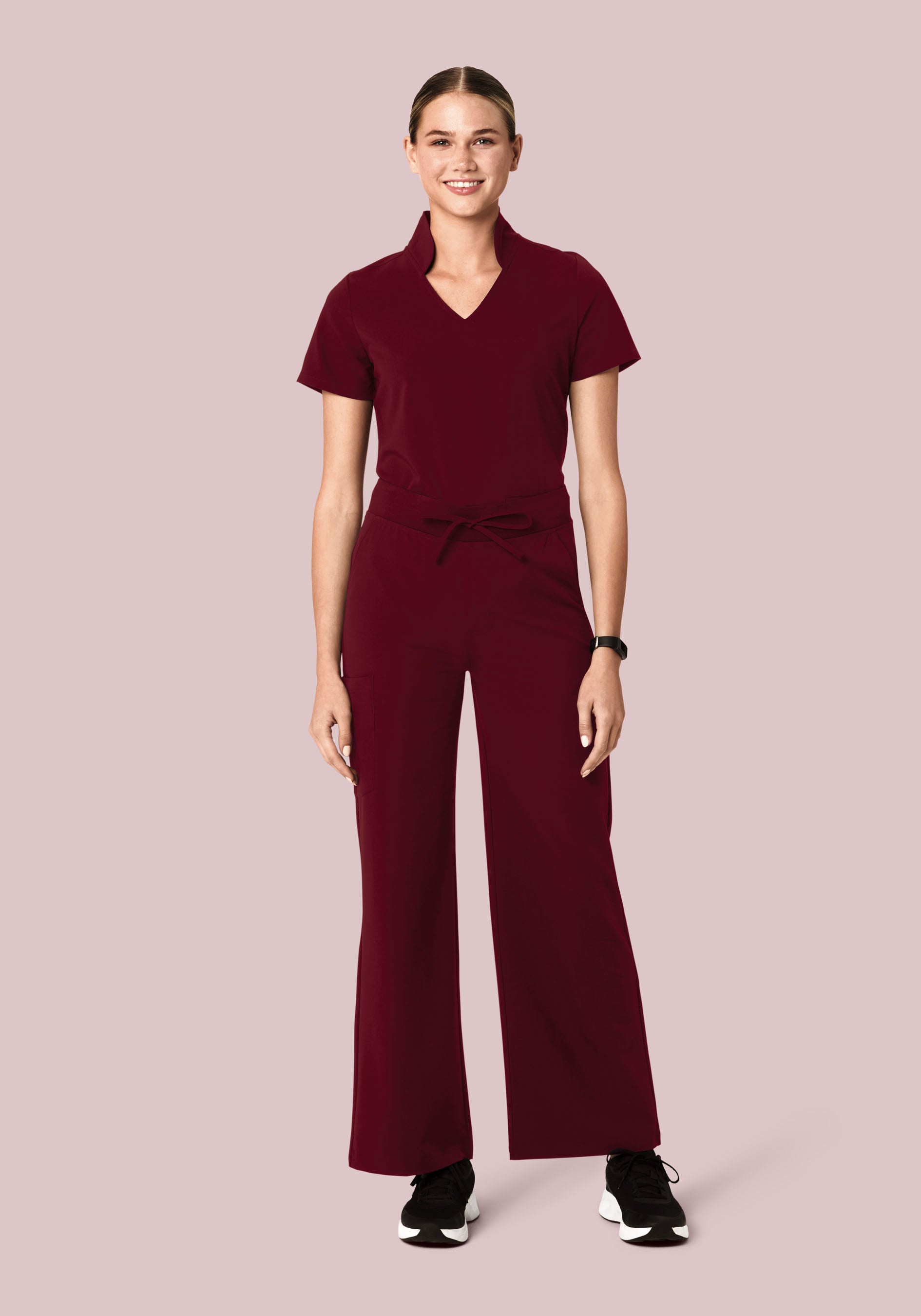 High Waisted Wide Leg Wine