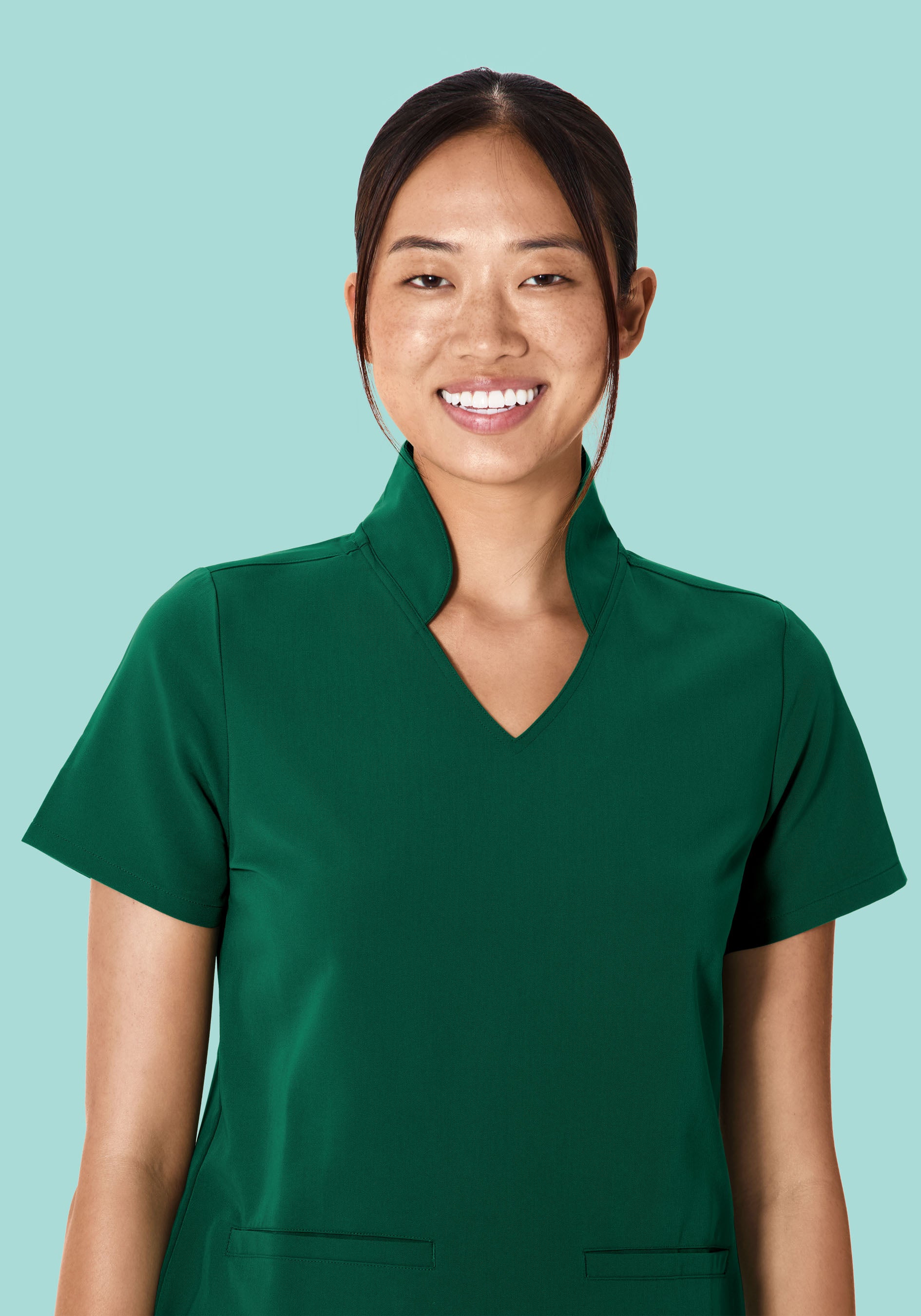 Multi Wear Collar Top Hunter Green