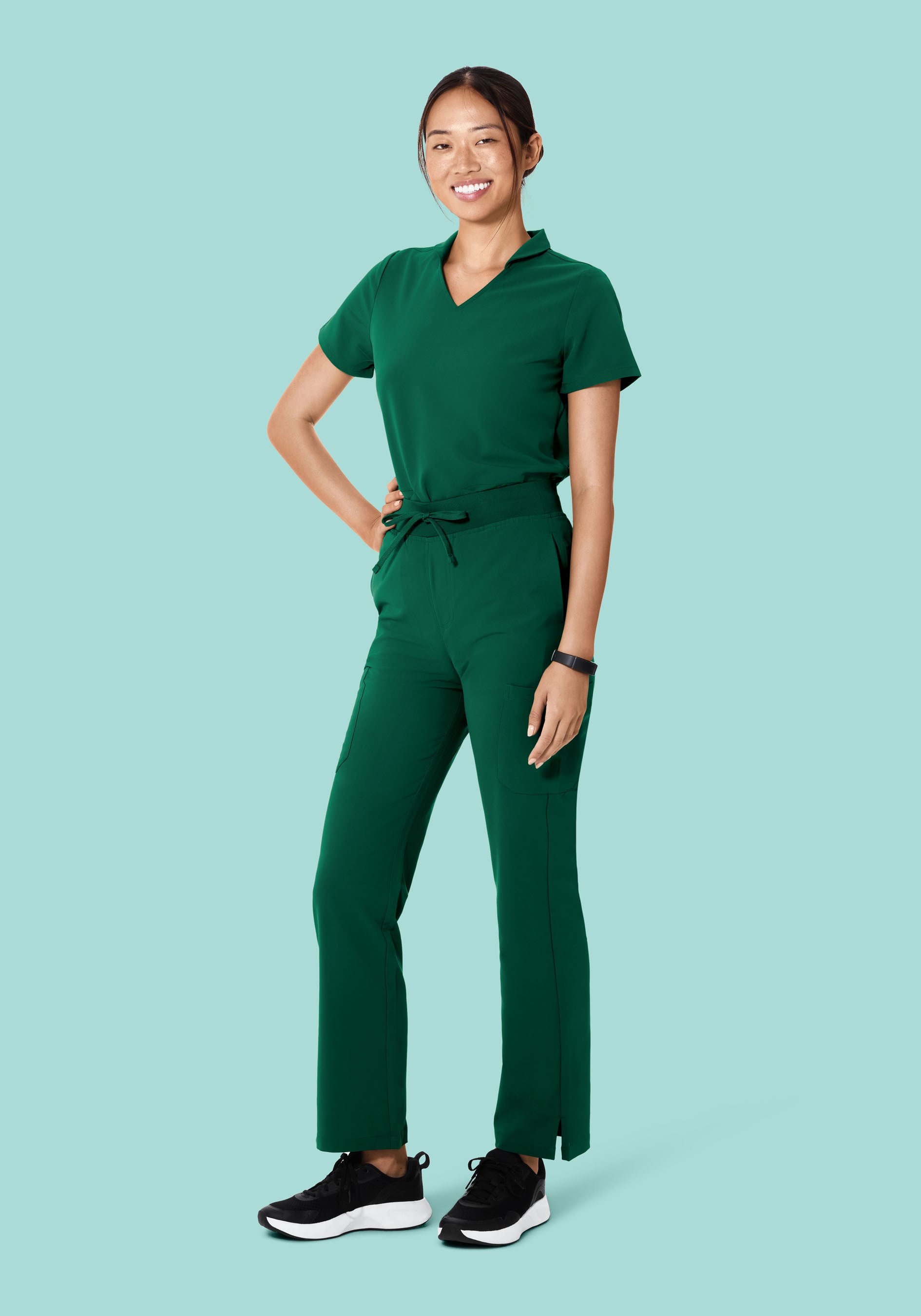 Multi Wear Collar Top Hunter Green