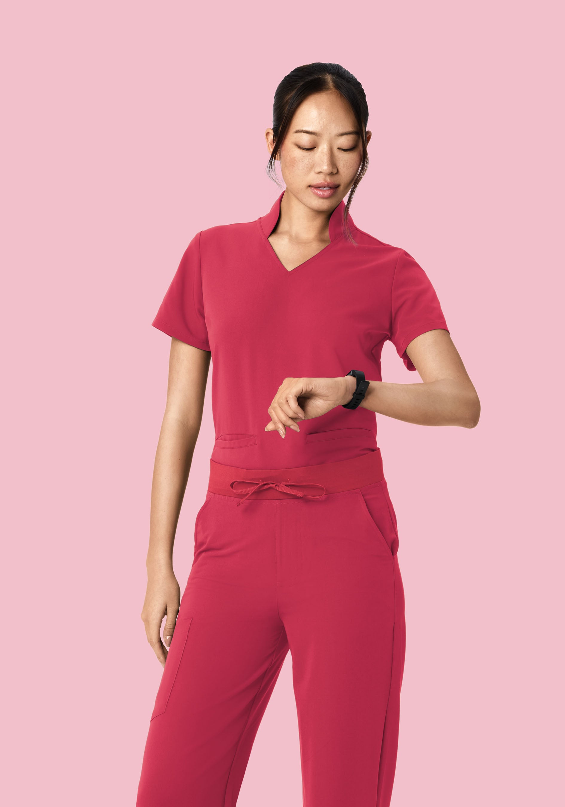 Multi Wear Collar Top Deep Rose