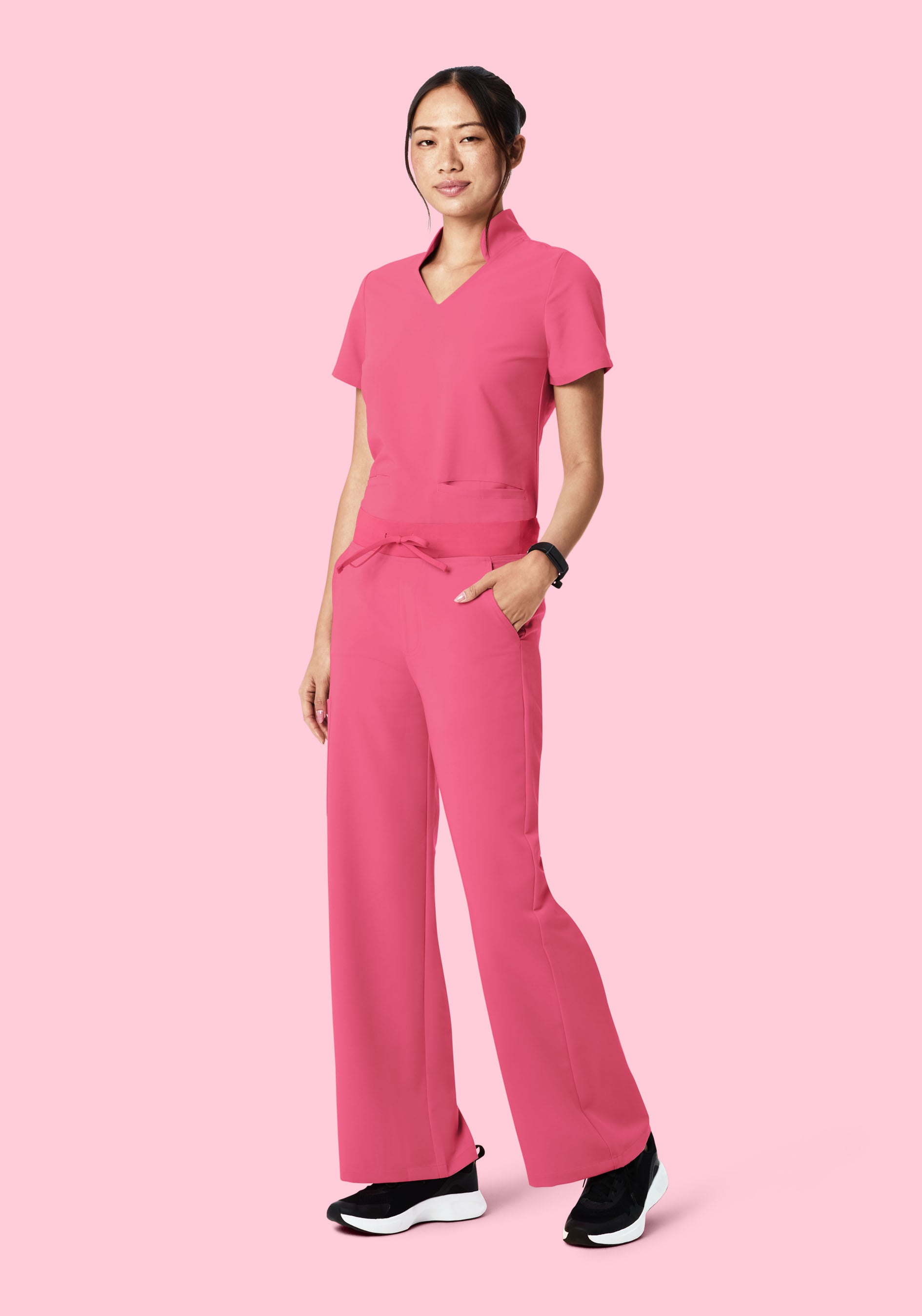 High Waisted Wide Leg Bubblegum