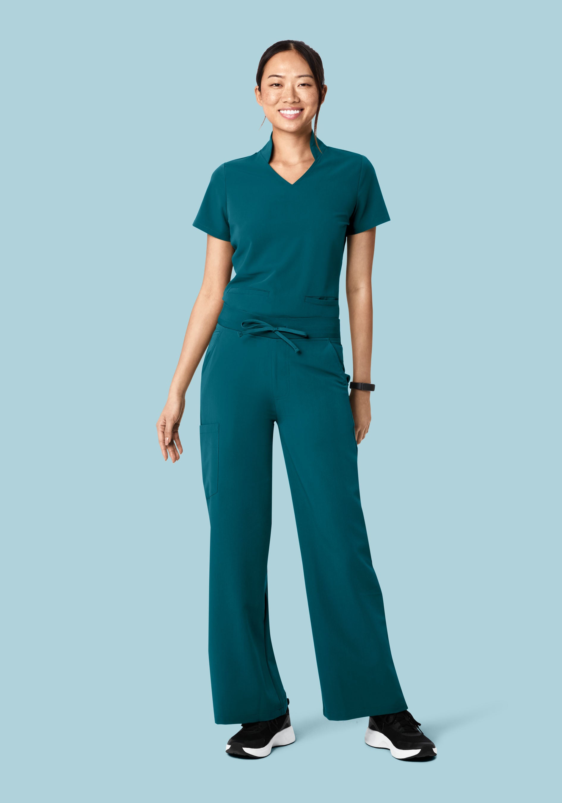 High Waisted Wide Leg Caribbean Blue