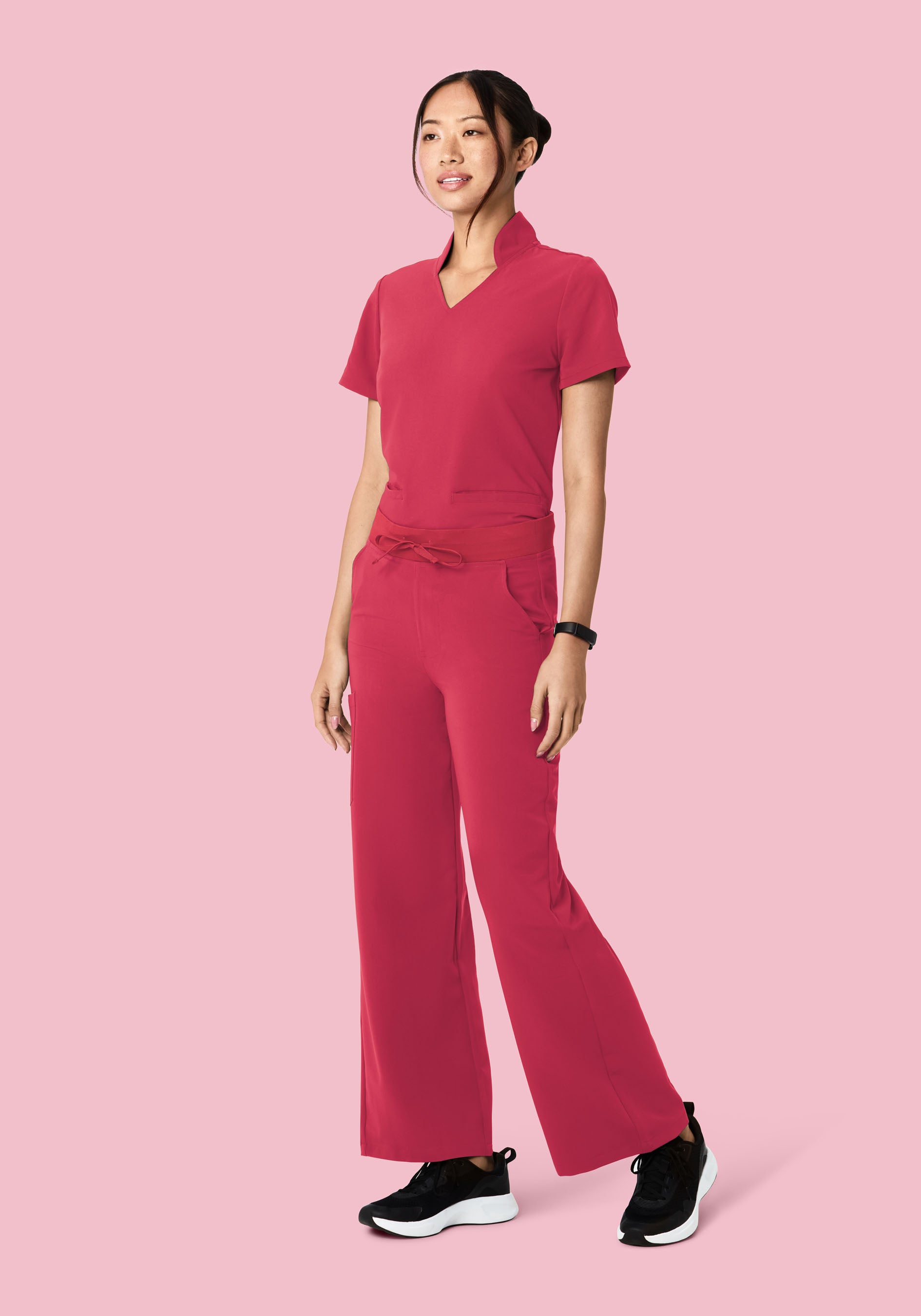 Multi Wear Collar Top Deep Rose