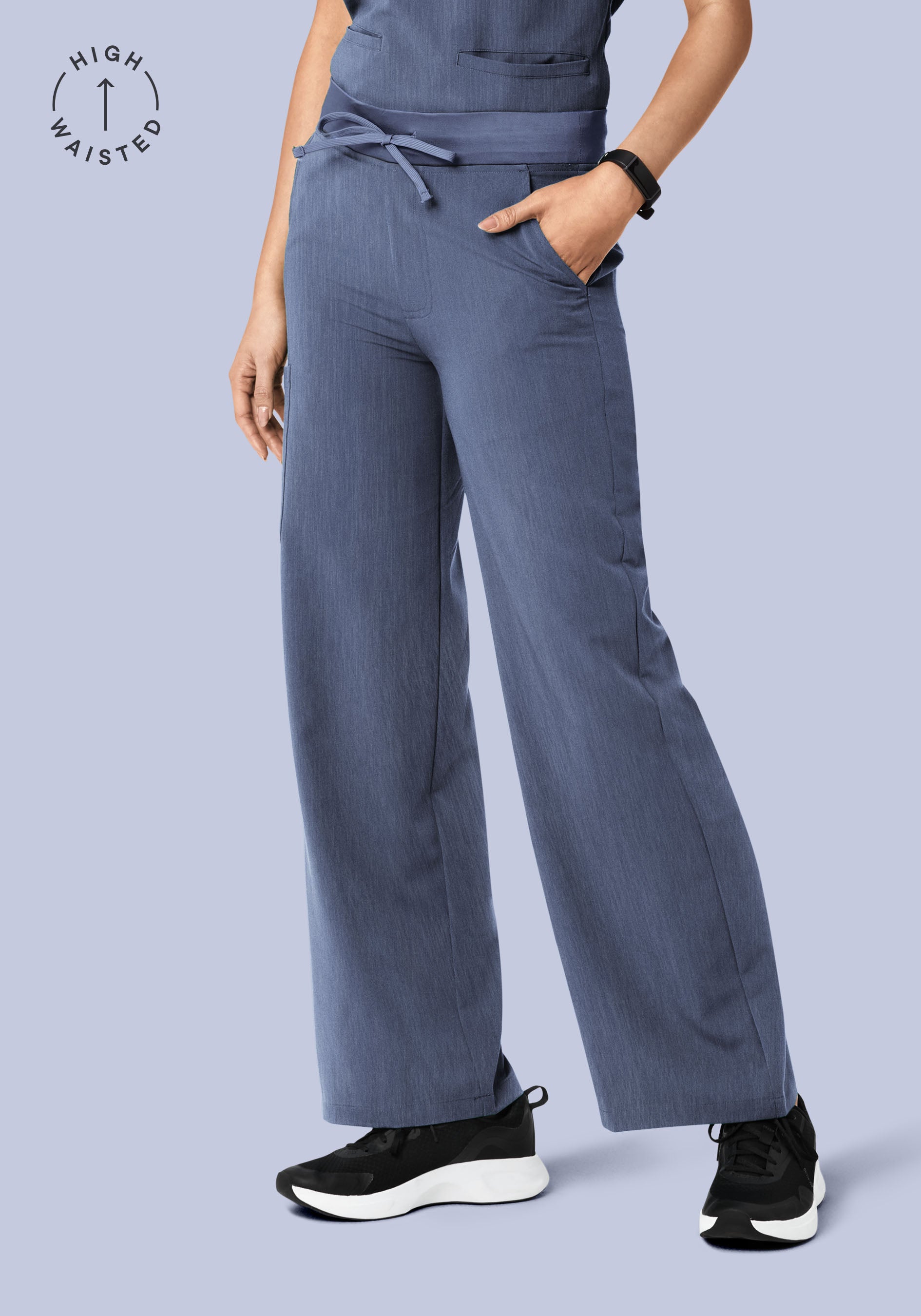 High Waisted Wide Leg Heather Denim