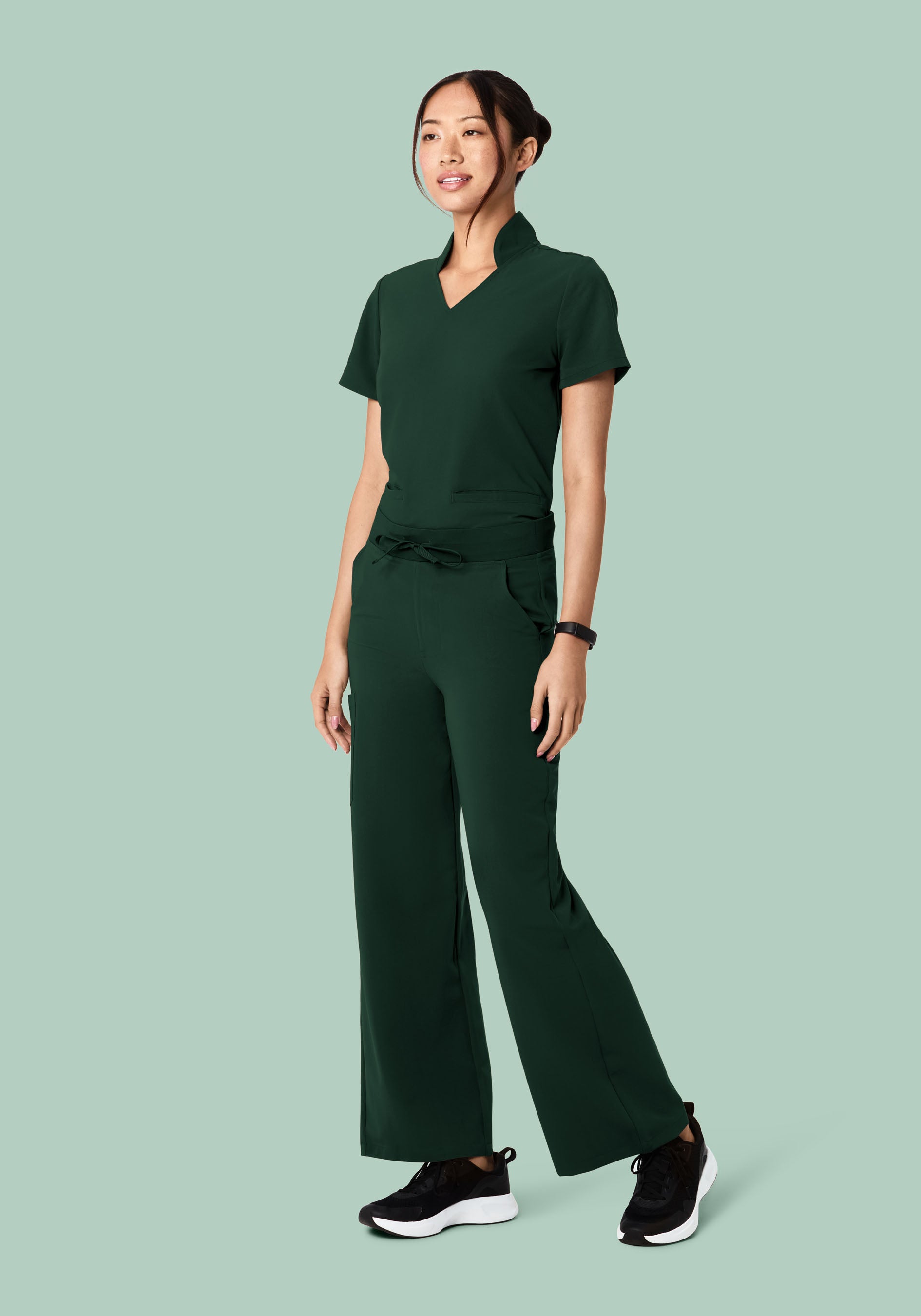 High Waisted Wide Leg Midnight Green