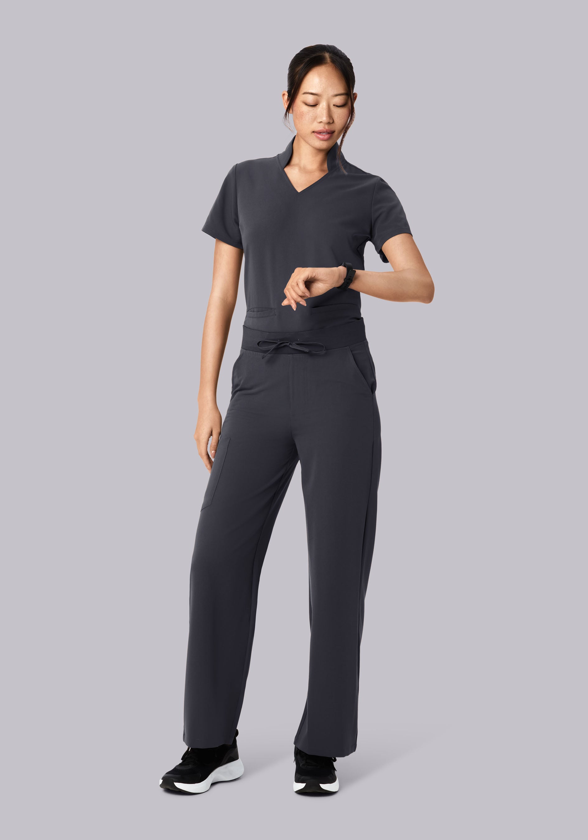 High Waisted Wide Leg Pewter