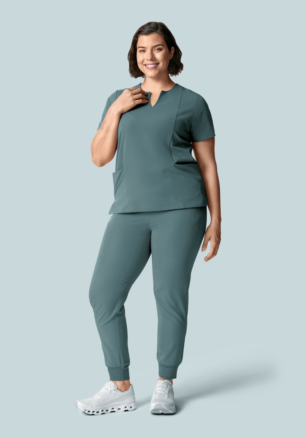 5 Pocket Notch Neck Top Stormy Sky