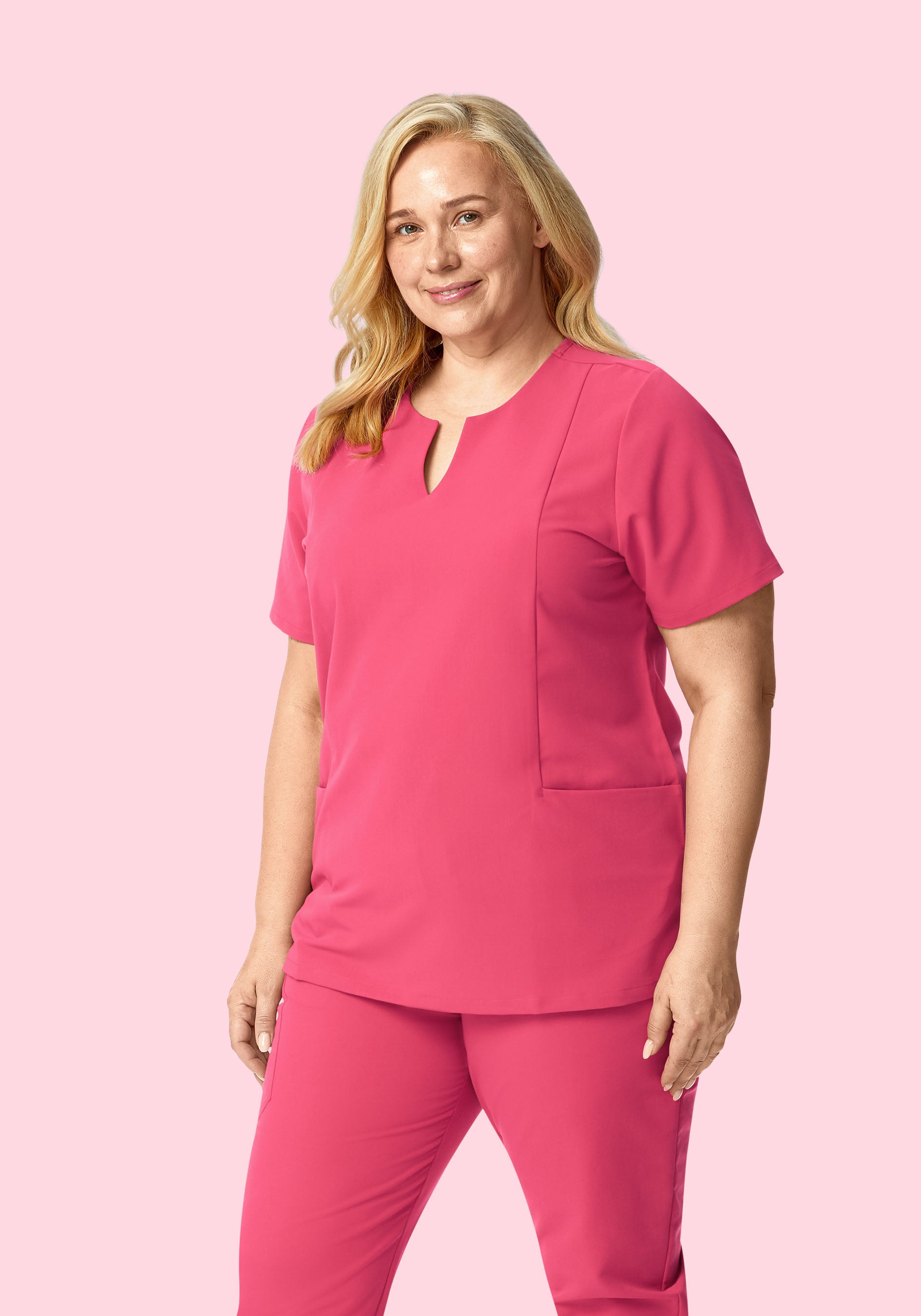 5 Pocket Notch Neck Top Carmine