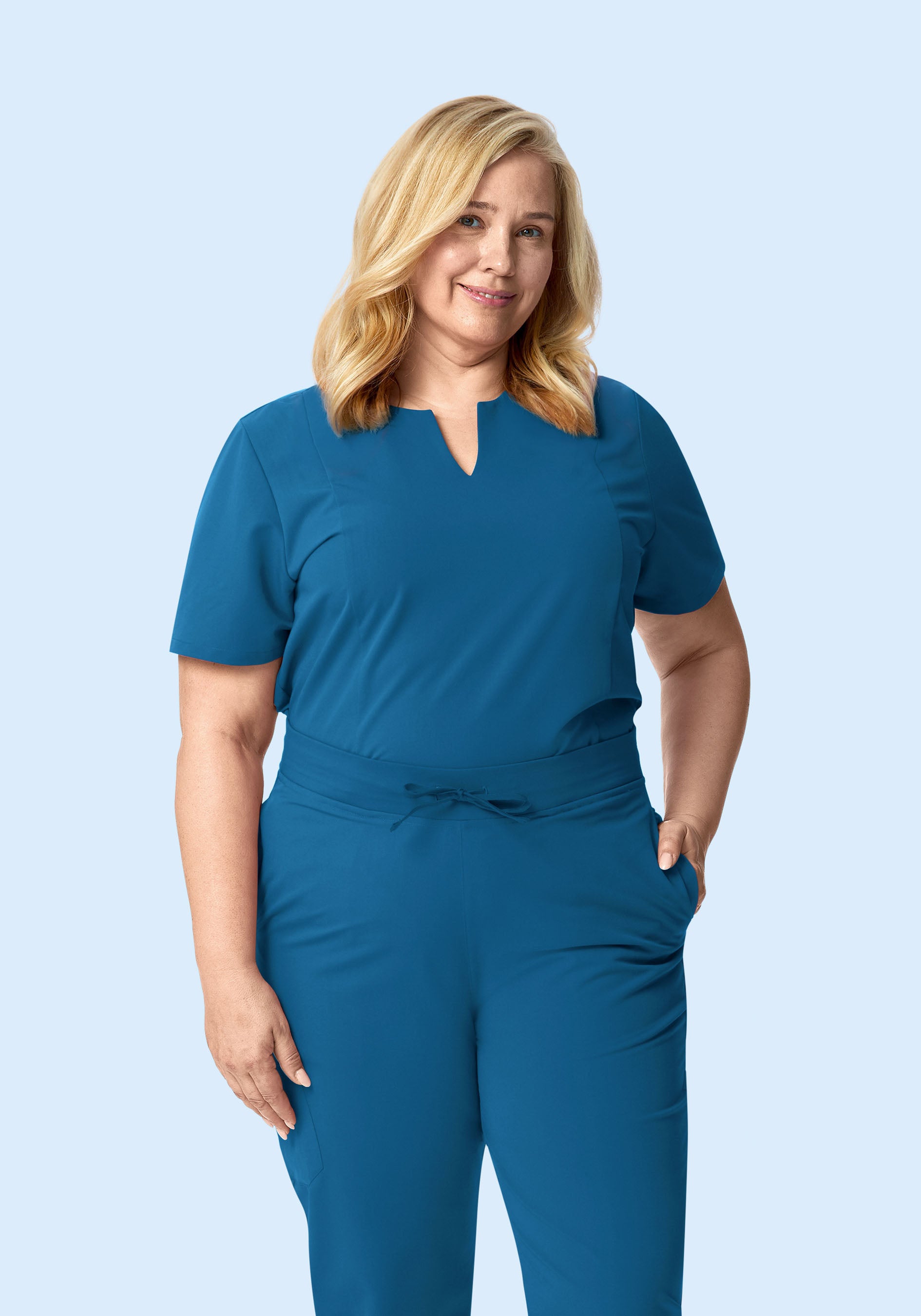 5 Pocket Notch Neck Top Vallarta Blue