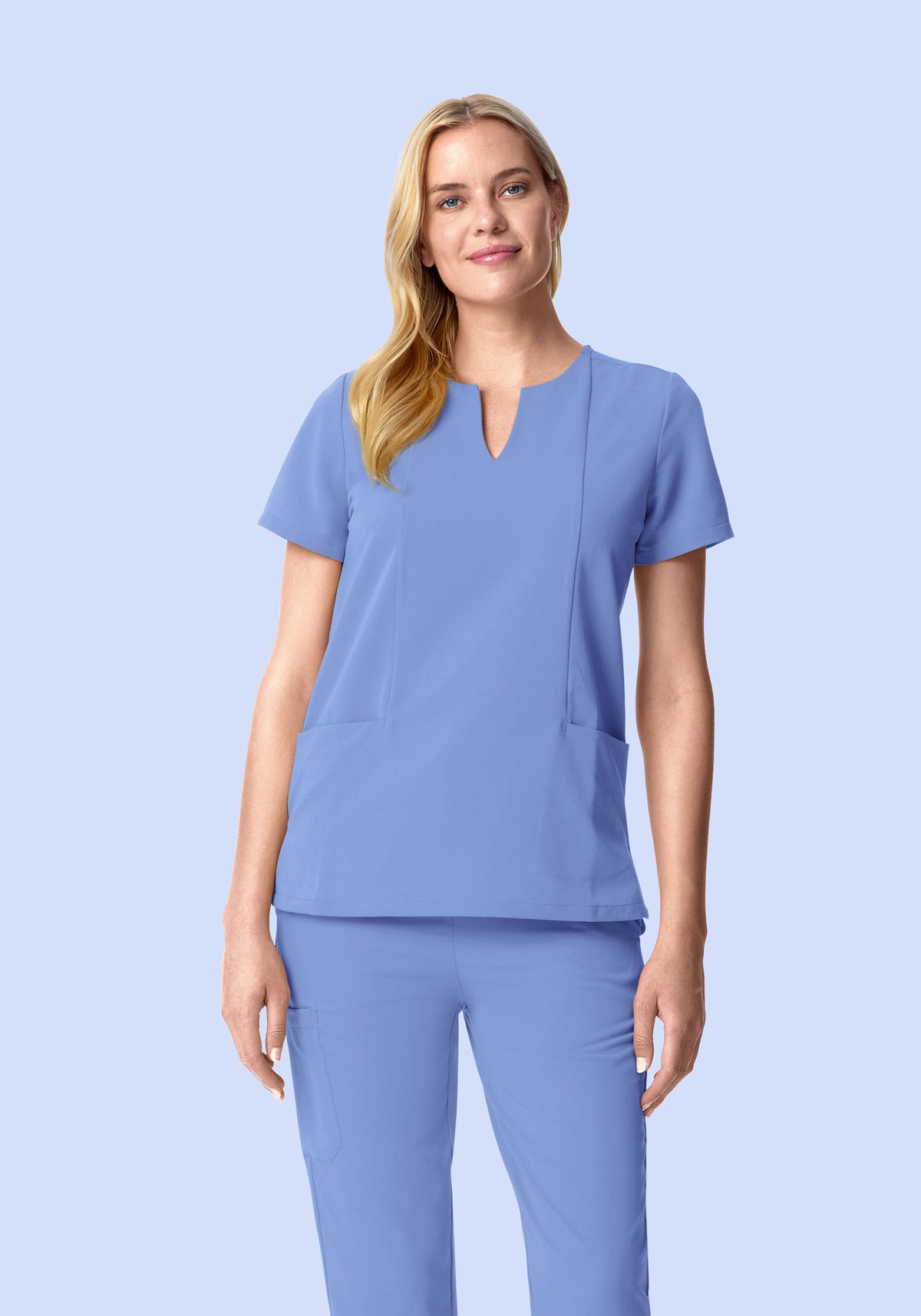5 Pocket Notch Neck Top Coastline Blue