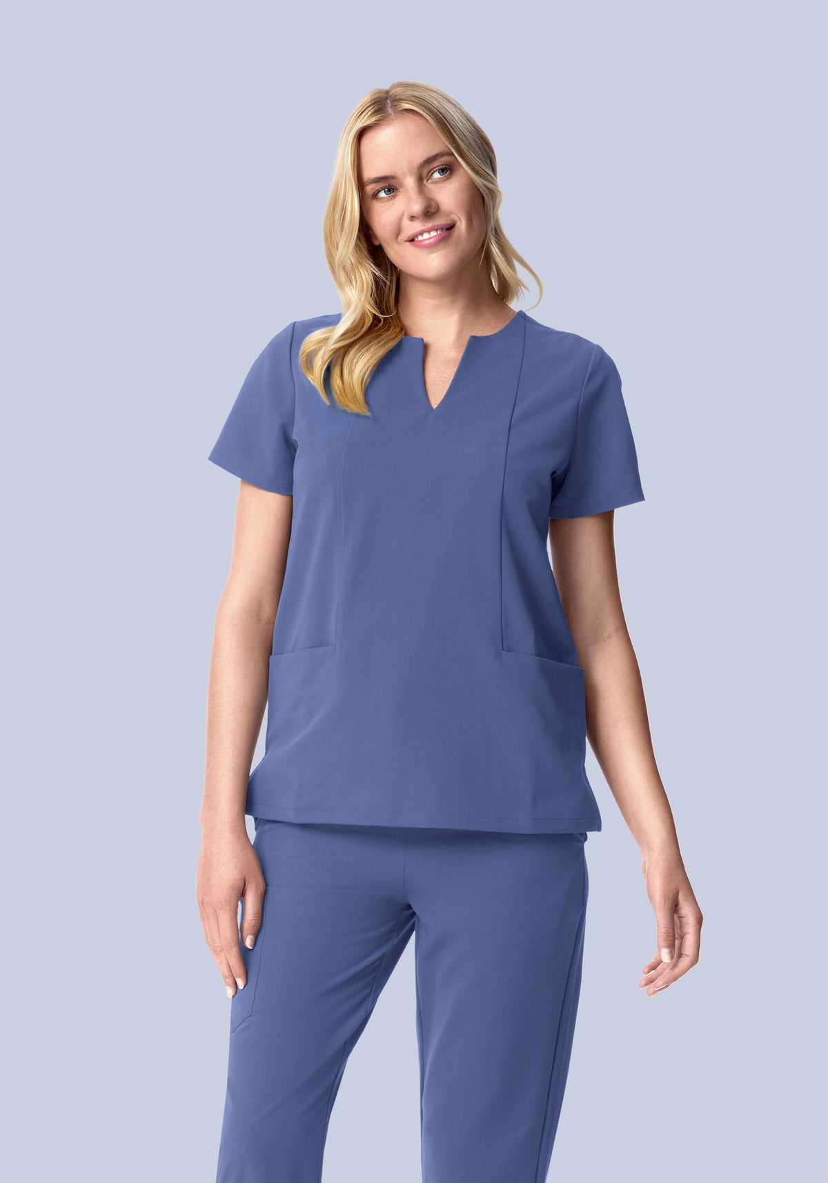5 Pocket Notch Neck Top Deep Periwinkle
