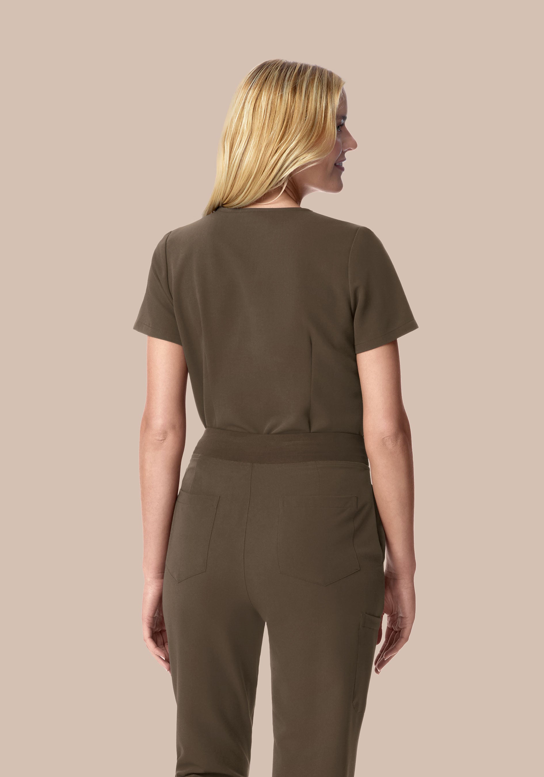 5 Pocket Notch Neck Top Truffle