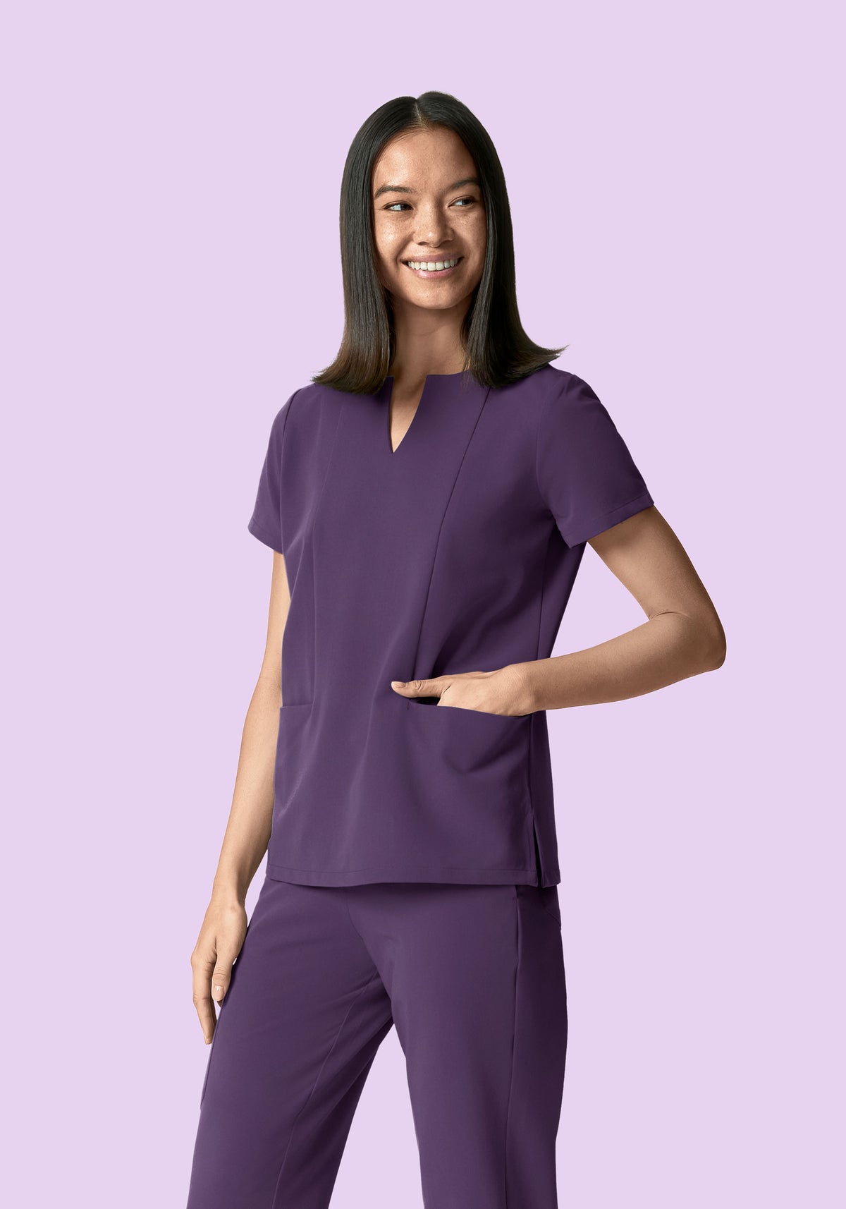 5 Pocket Notch Neck Top Dewberry