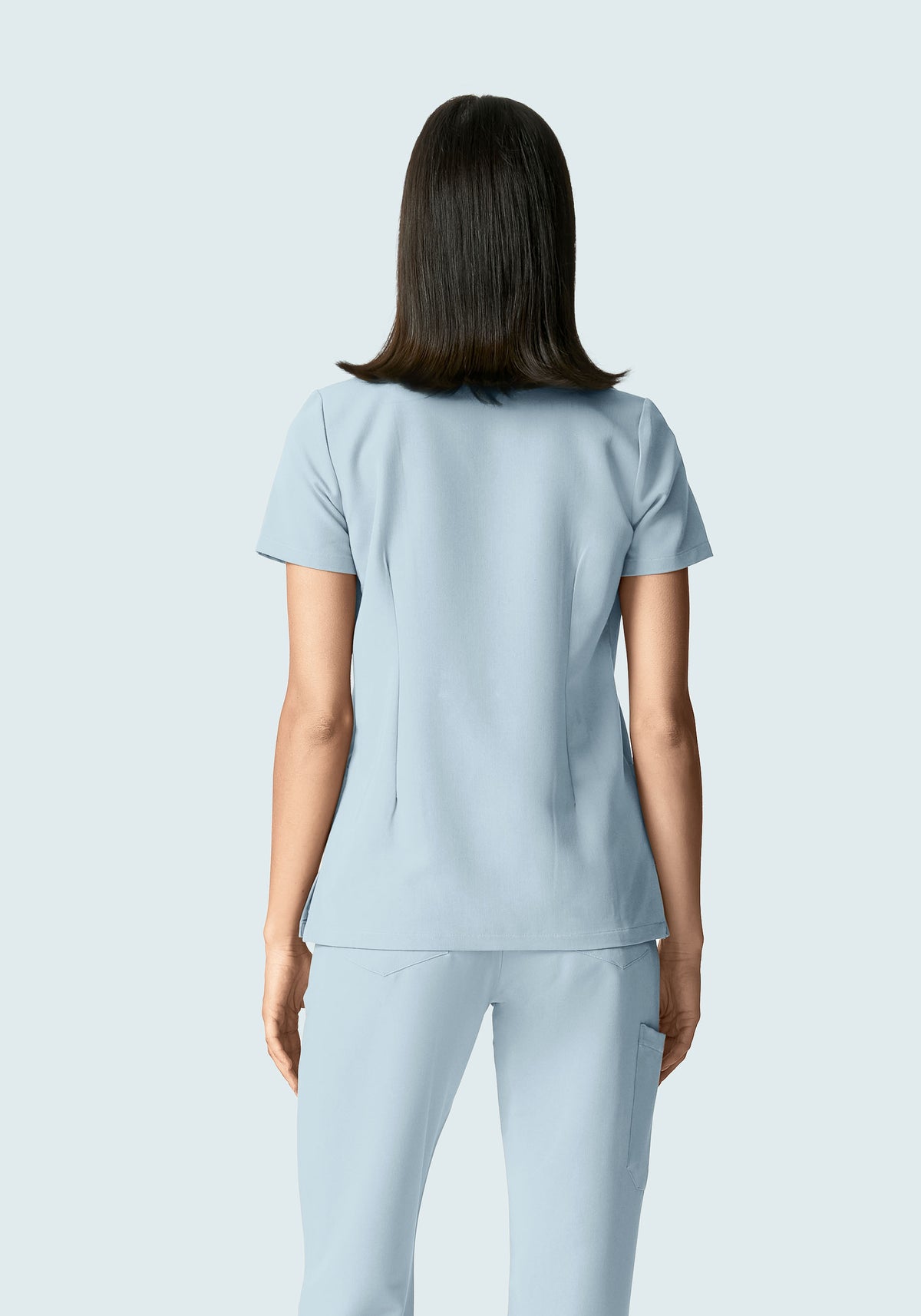 5 Pocket Notch Neck Top Powder Blue