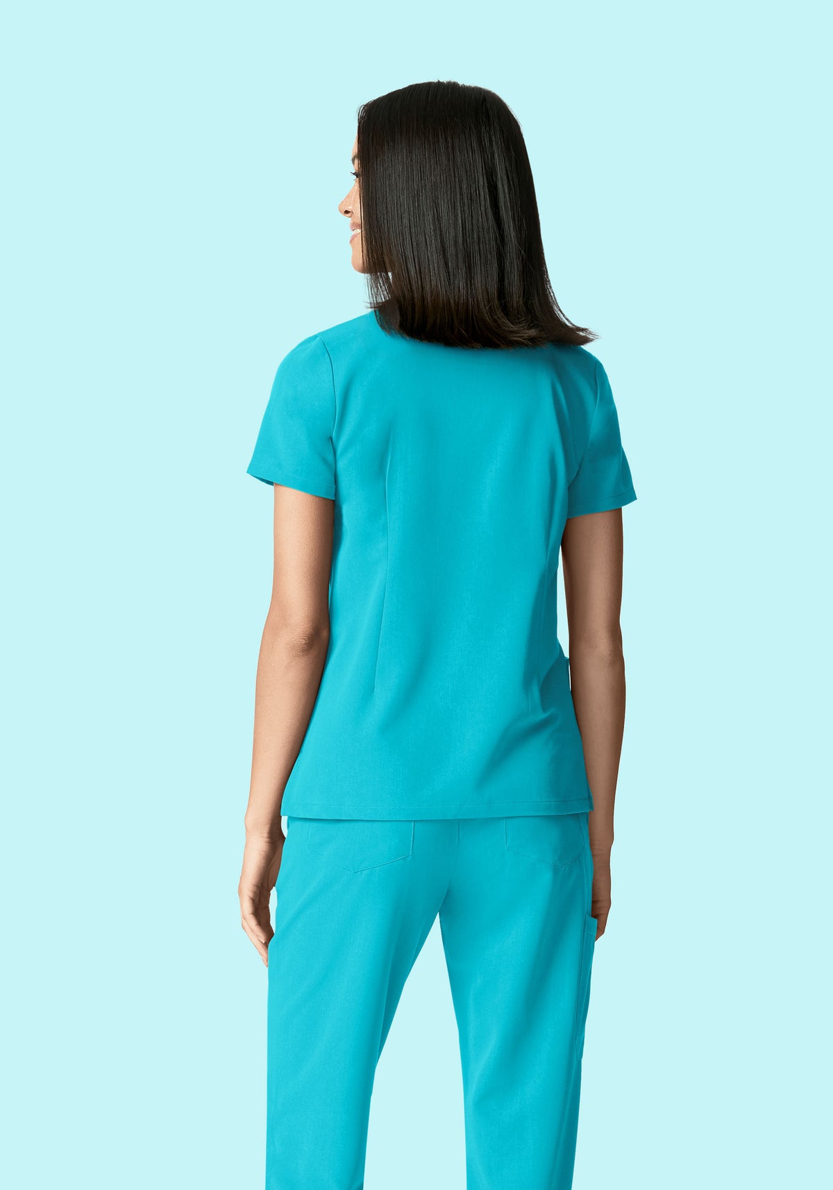 5 Pocket Notch Neck Top Teal