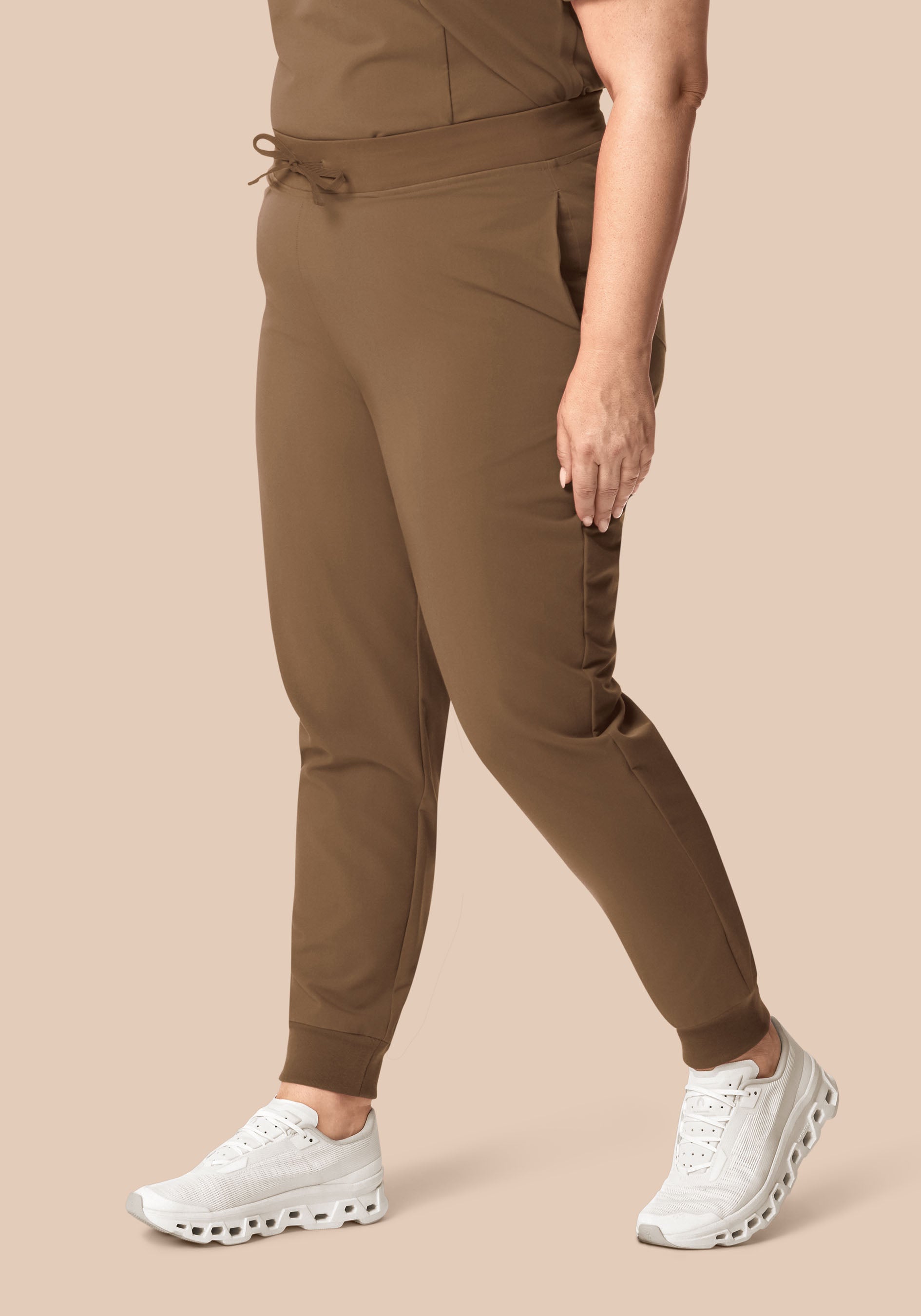 High Waisted Joggers Ash Brown