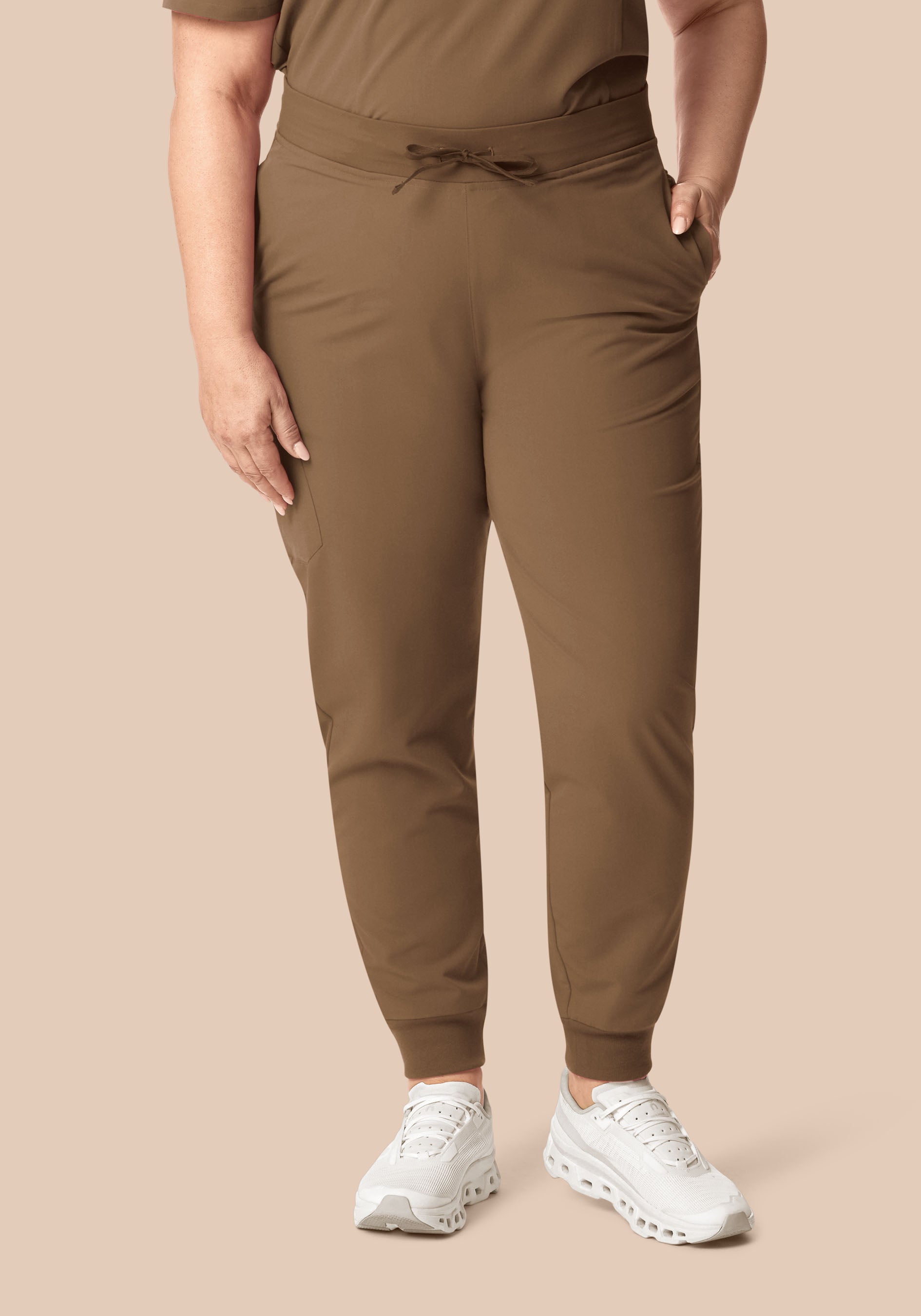 High Waisted Joggers Ash Brown