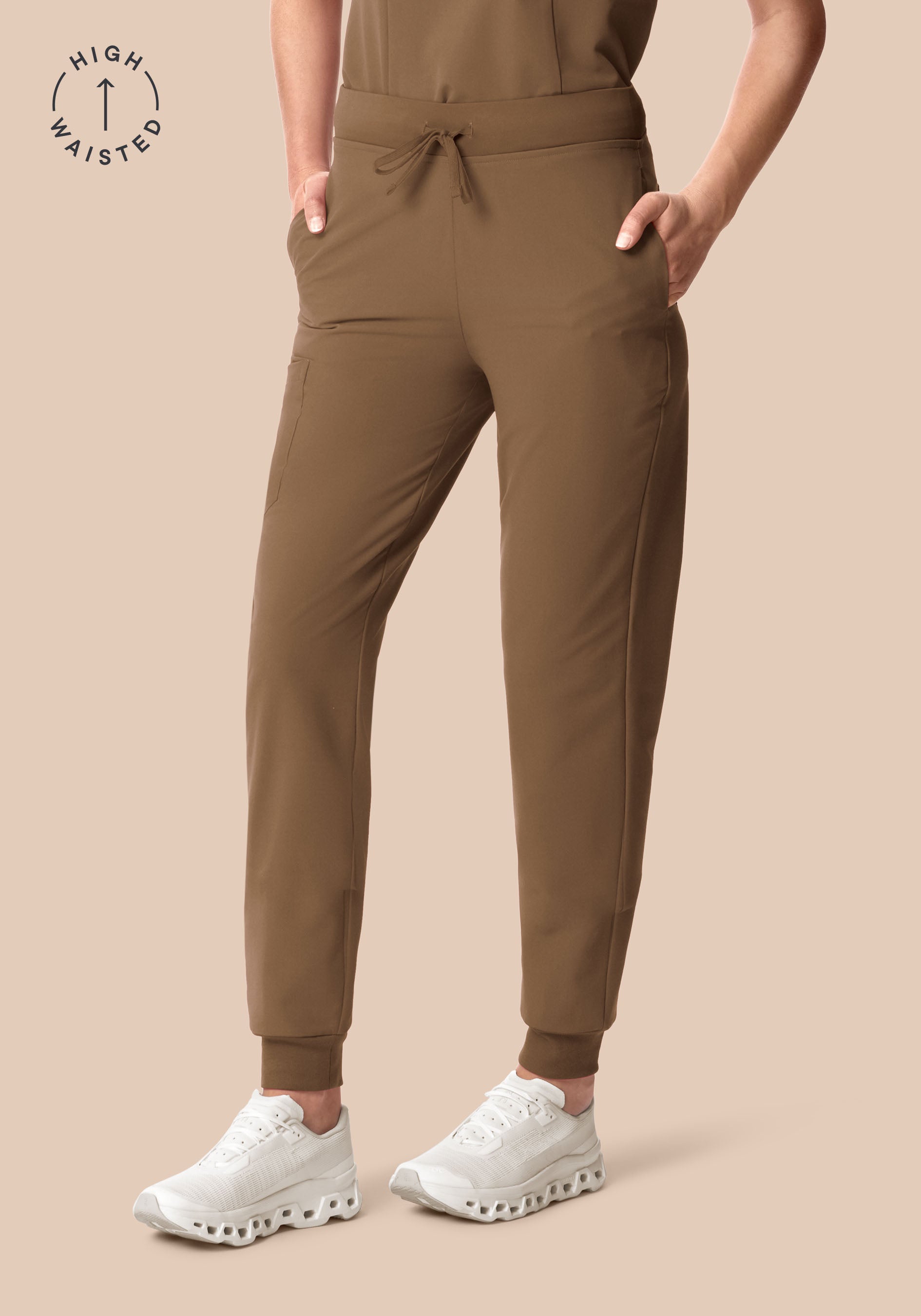 High Waisted Joggers Ash Brown