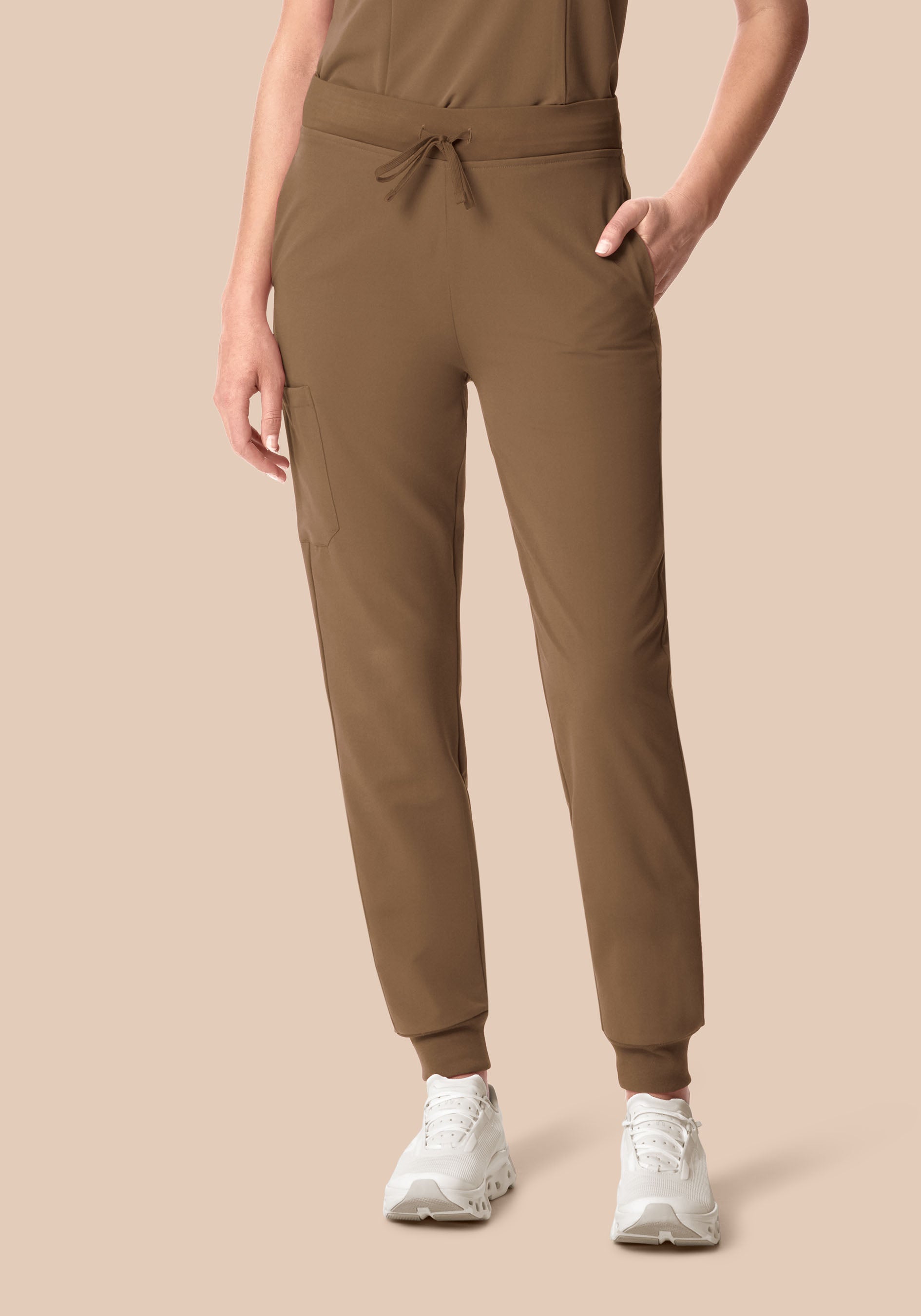 High Waisted Joggers Ash Brown