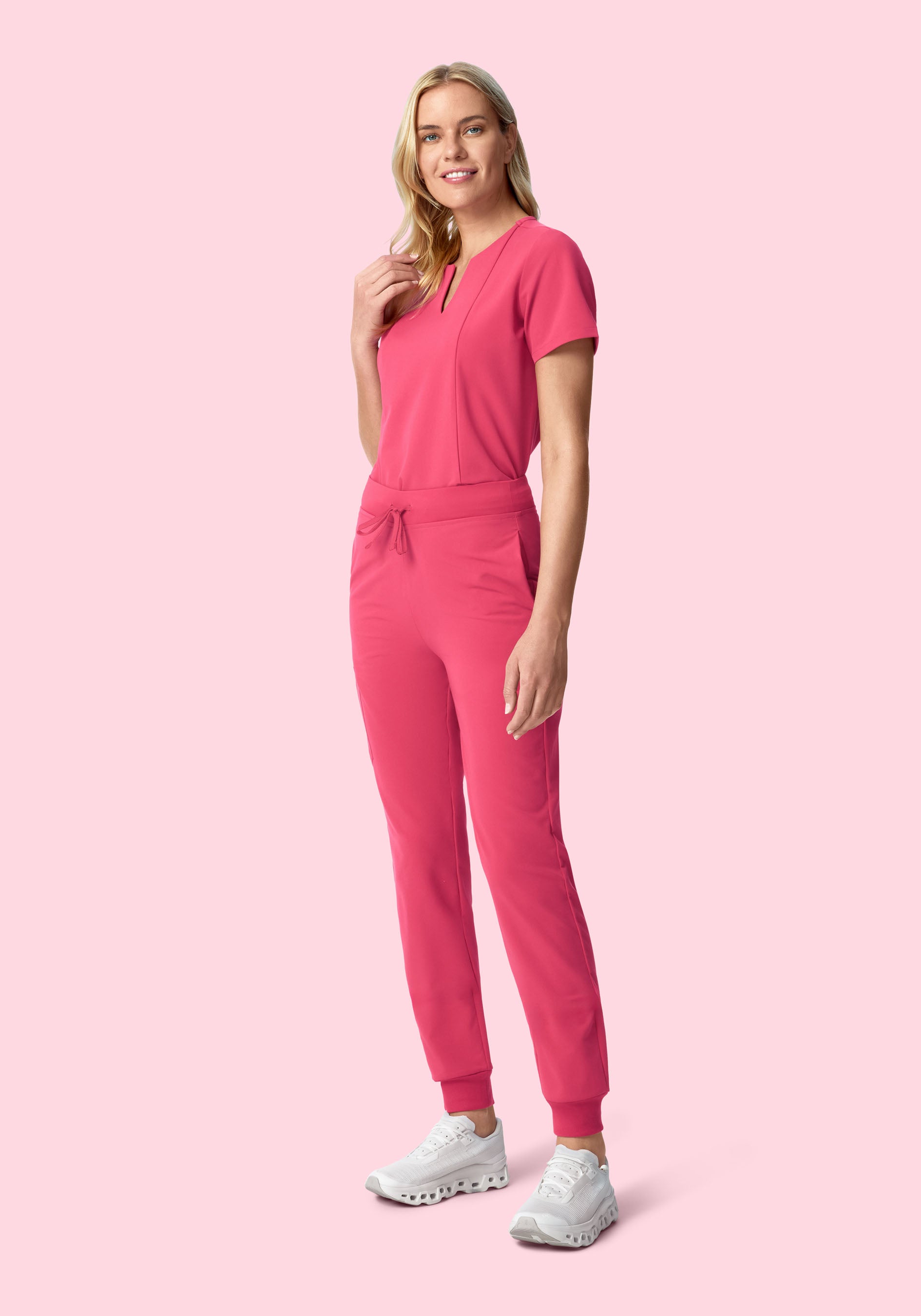 5 Pocket Notch Neck Top Carmine