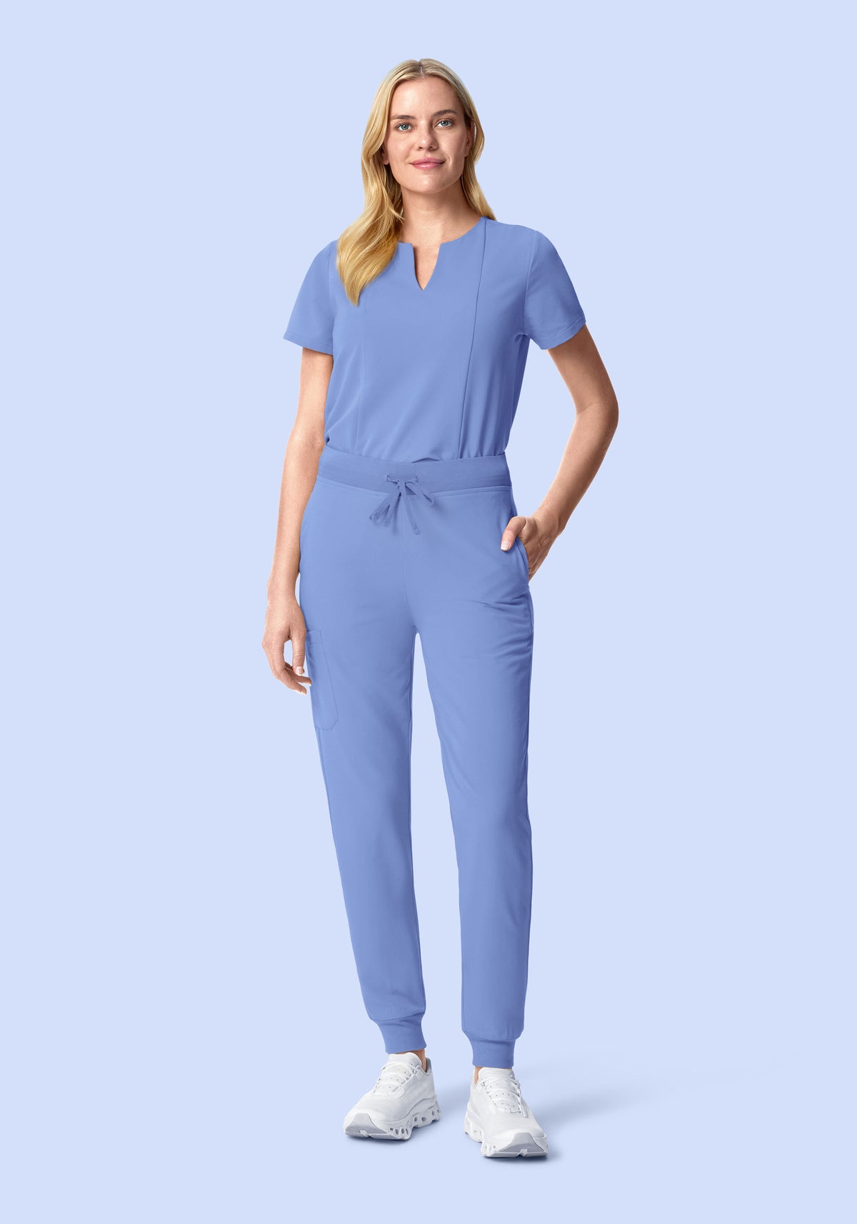 5 Pocket Notch Neck Top Coastline Blue