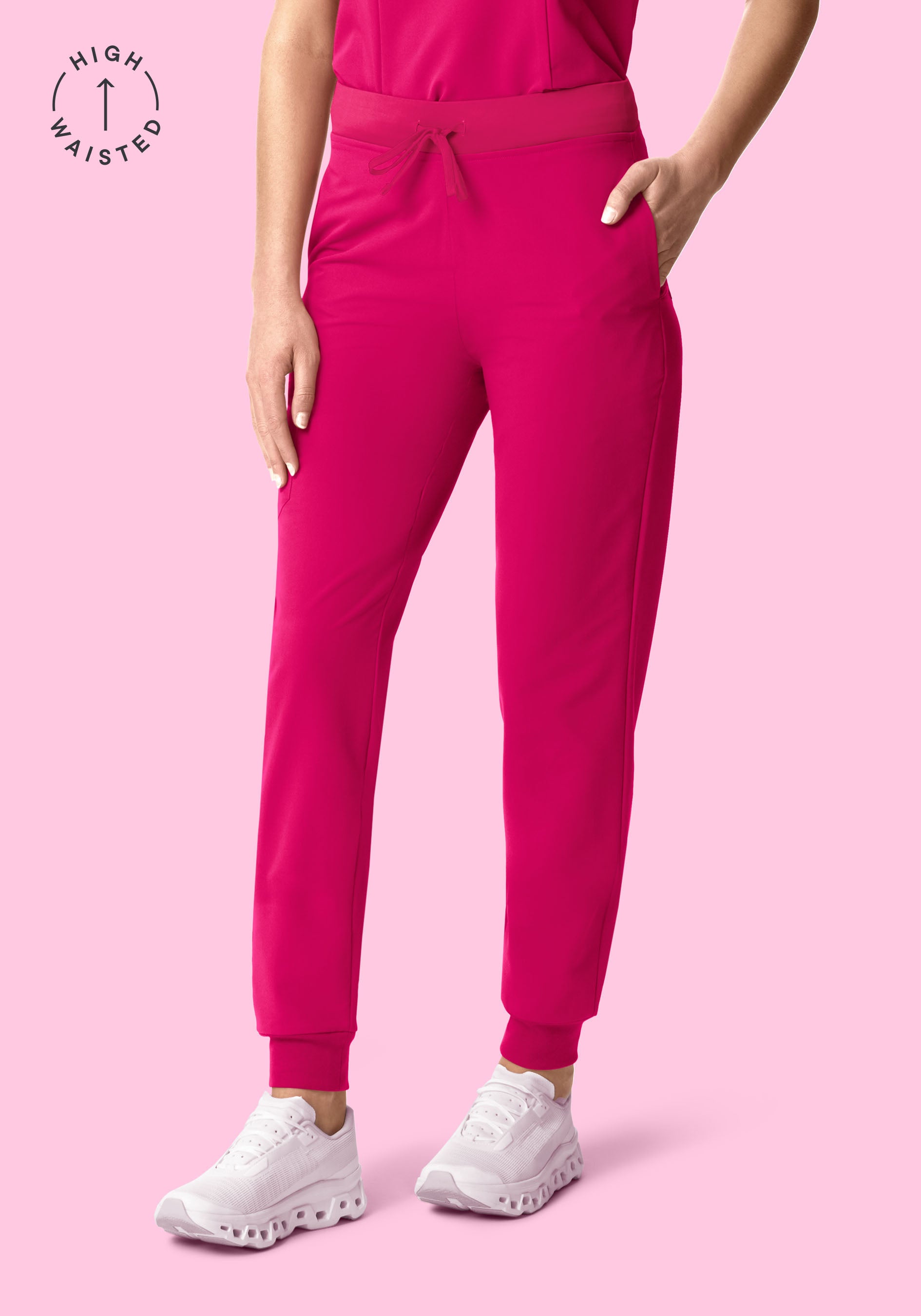 High Waisted Joggers Raspberry