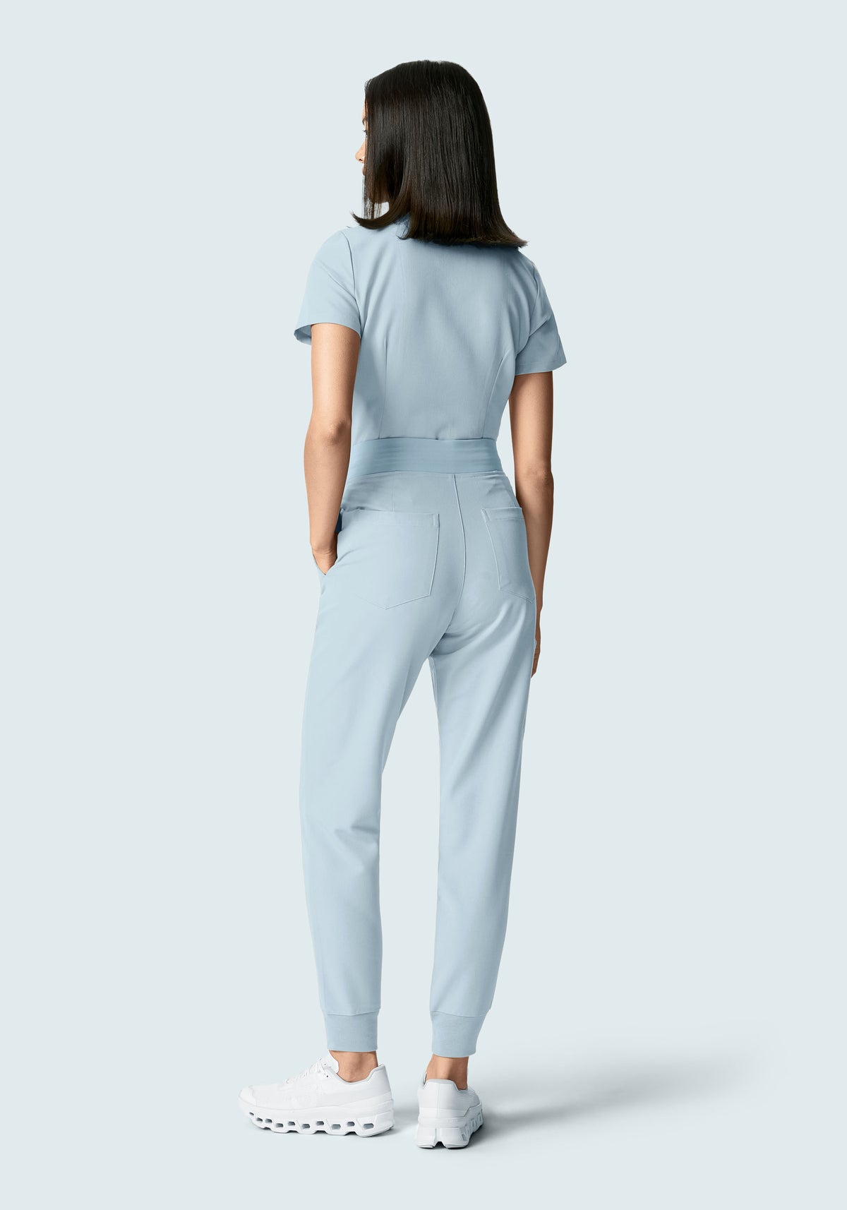 5 Pocket Notch Neck Top Powder Blue
