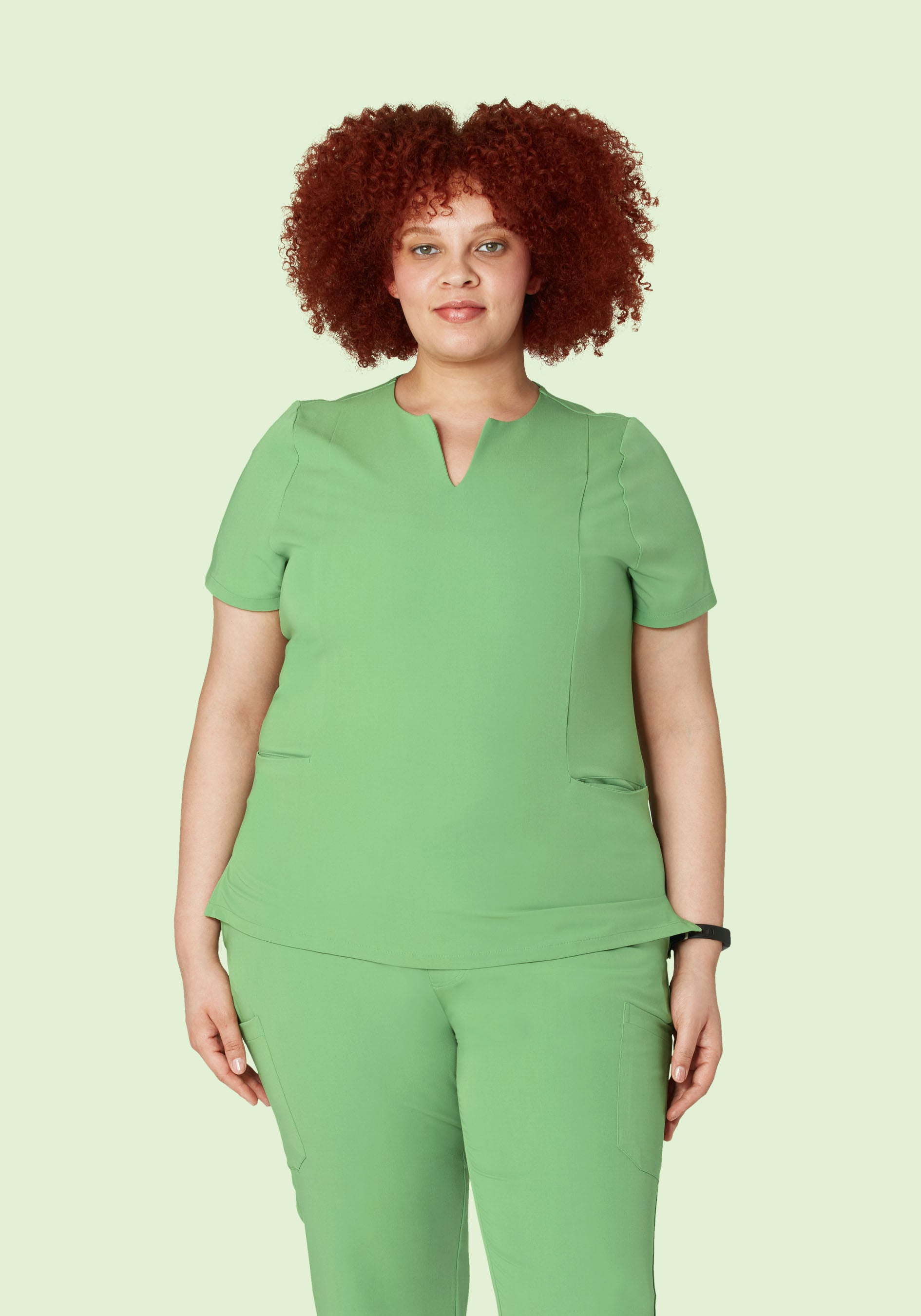 5 Pocket Notch Neck Top Aloe