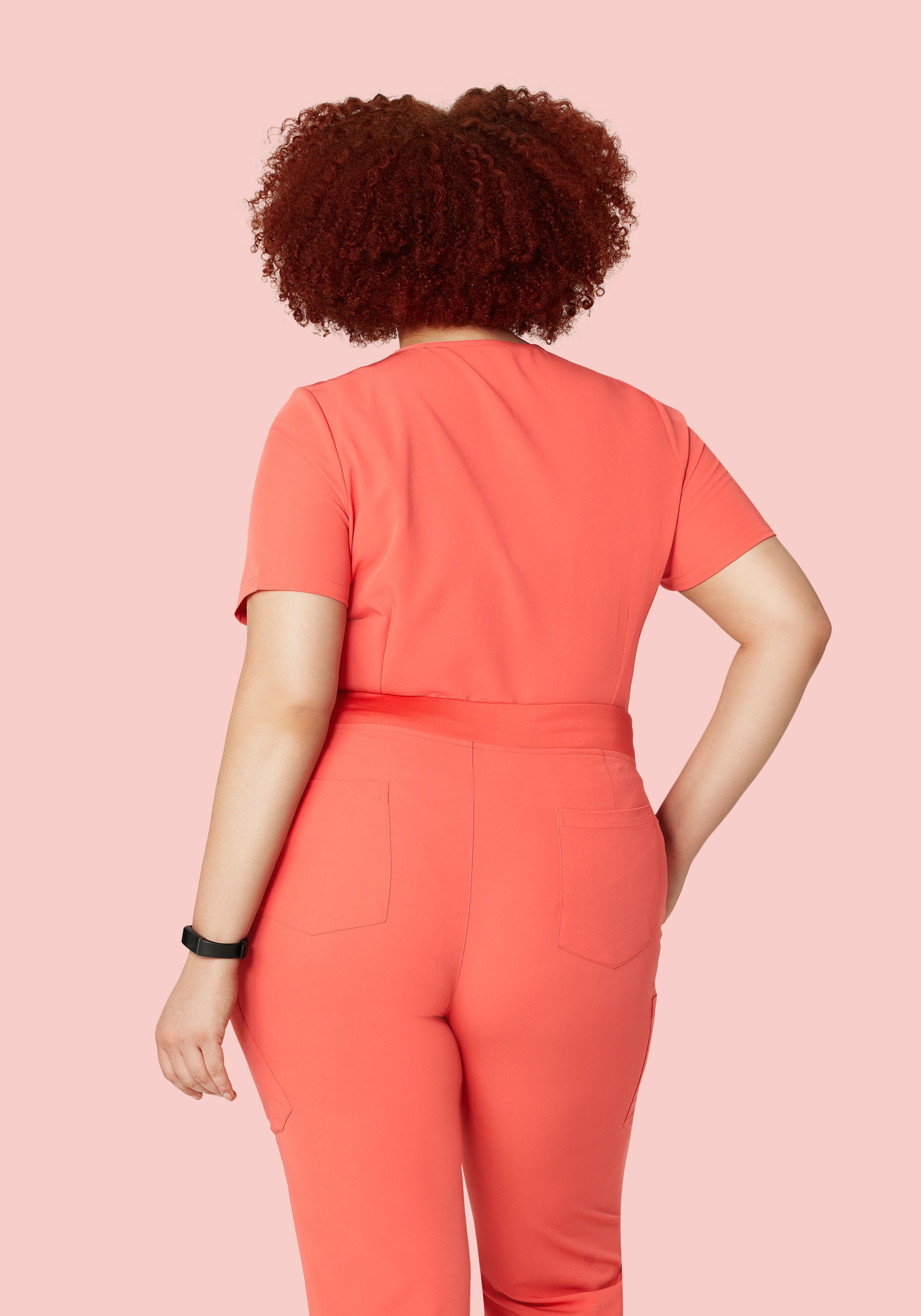 5 Pocket Notch Neck Top Coral