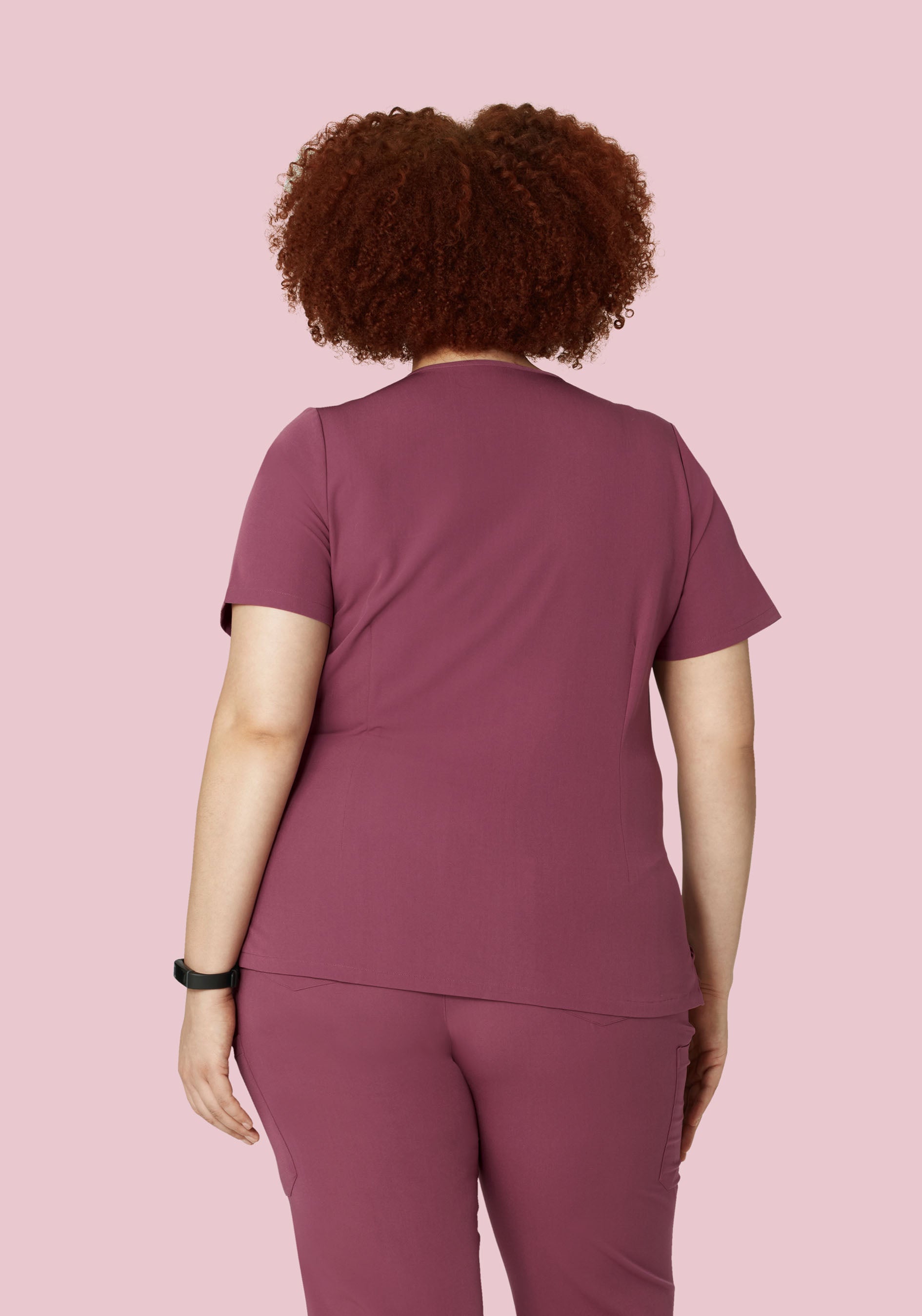 5 Pocket Notch Neck Top Deep Mauve