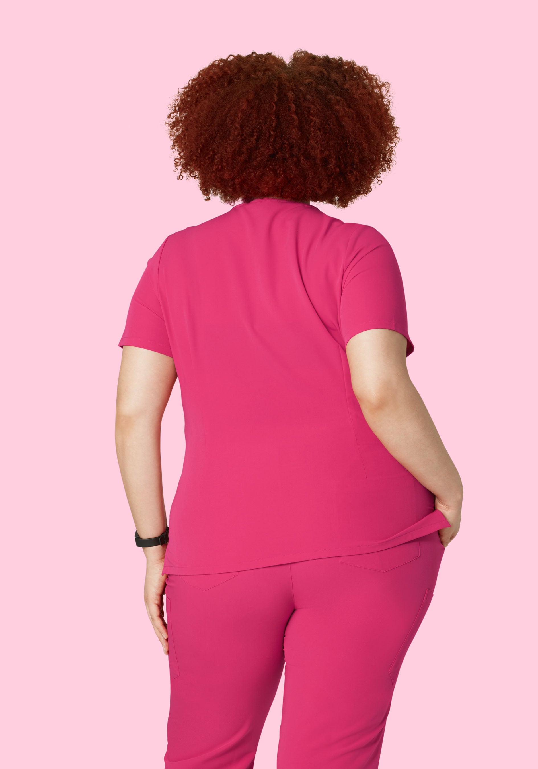 5 Pocket Notch Neck Top Hot Pink
