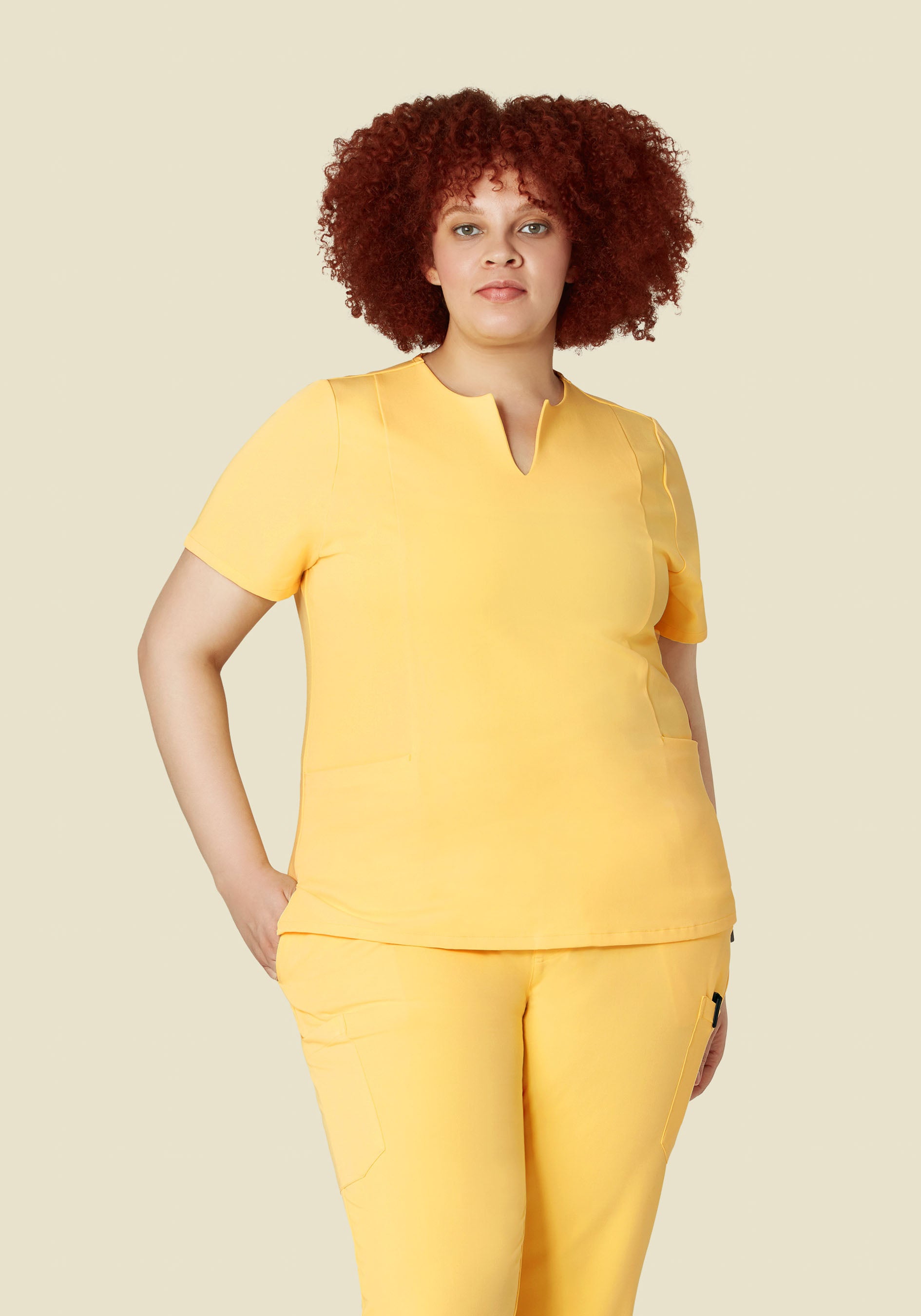 5 Pocket Notch Neck Top Lemonade