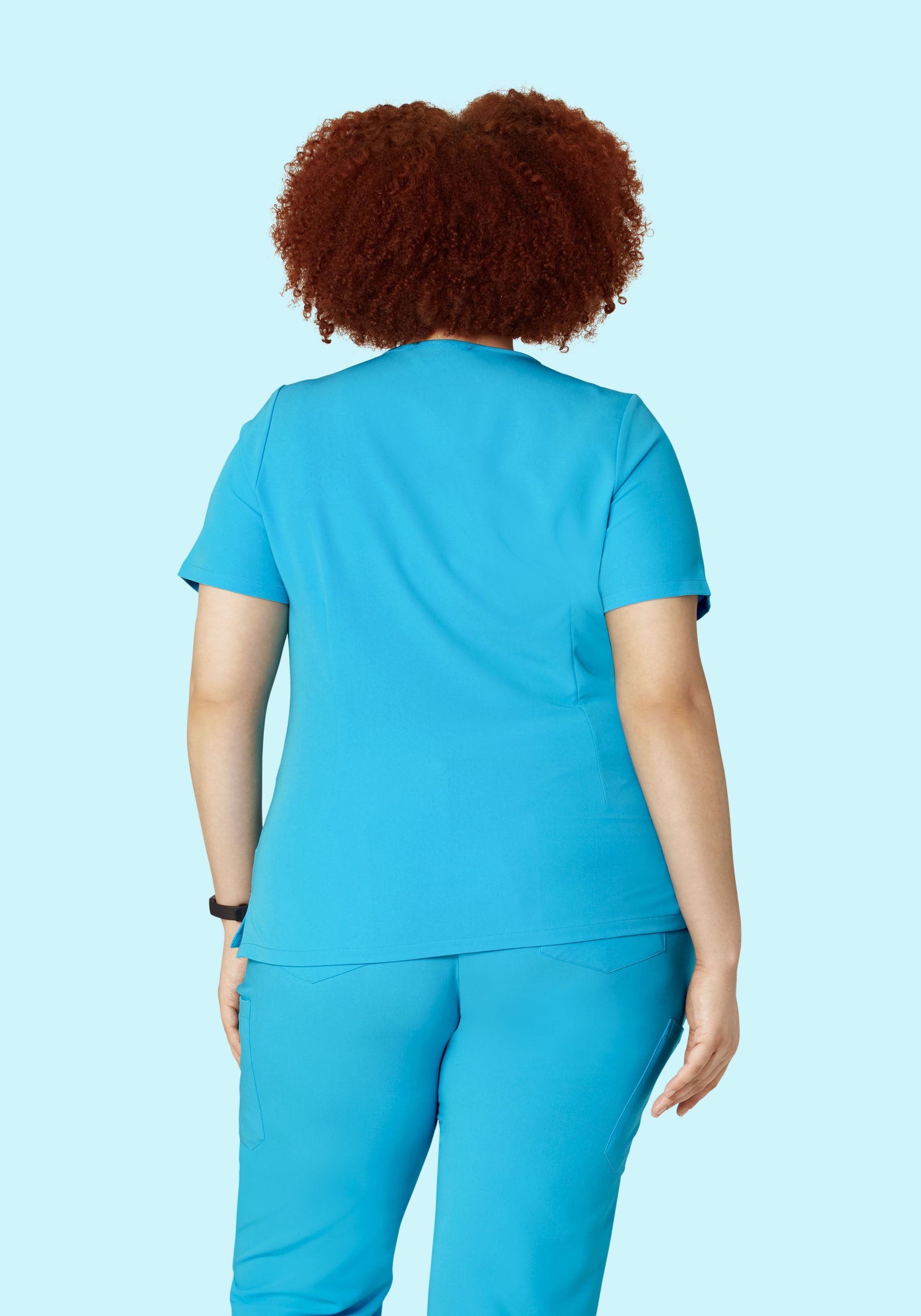 5 Pocket Notch Neck Top Pacific Blue