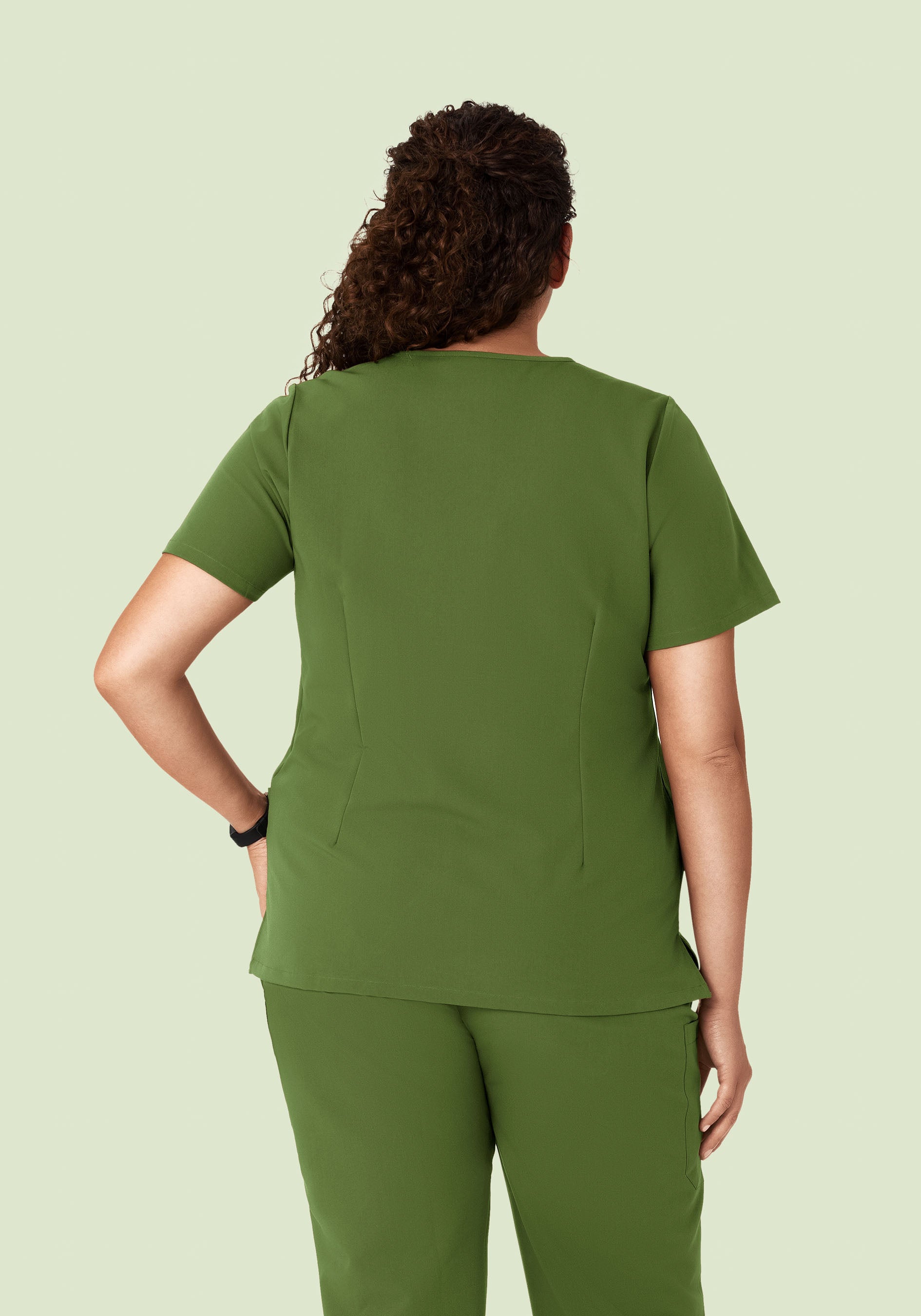 5 Pocket Notch Neck Top Moss