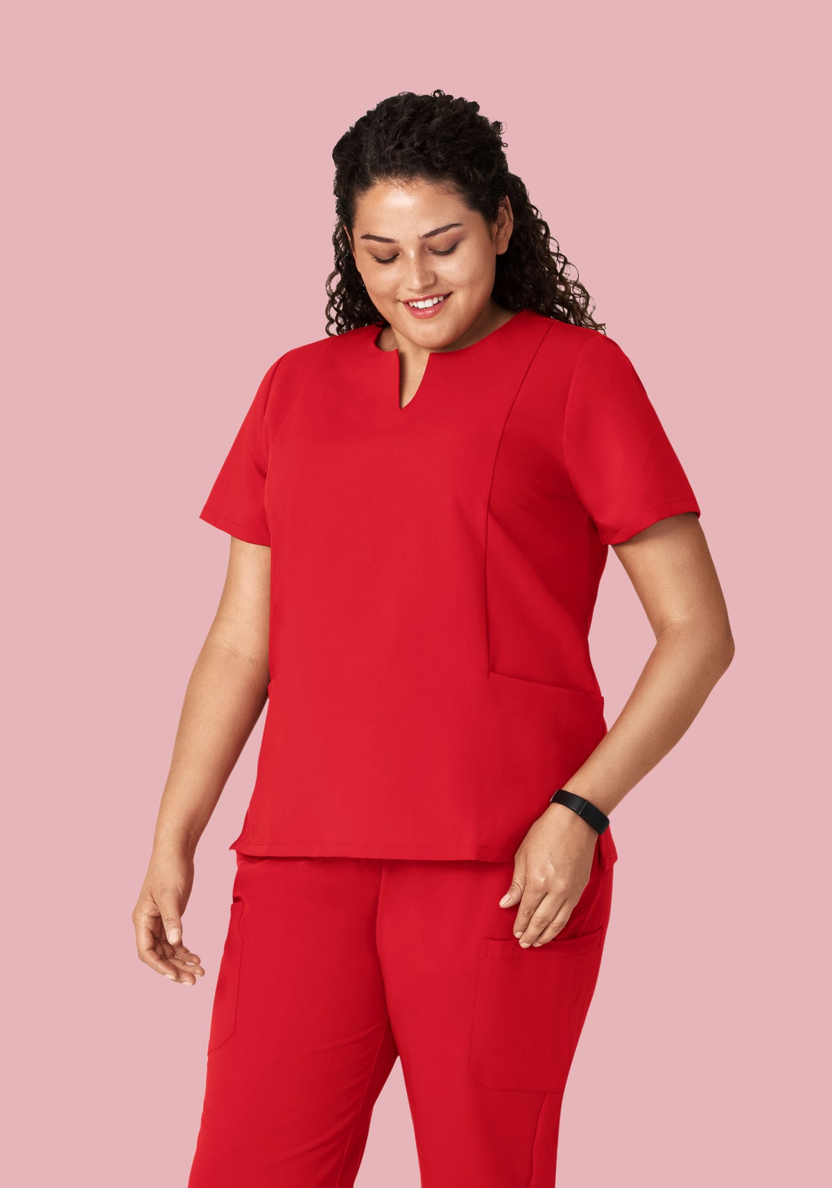 5 Pocket Notch Neck Top Poppy Red