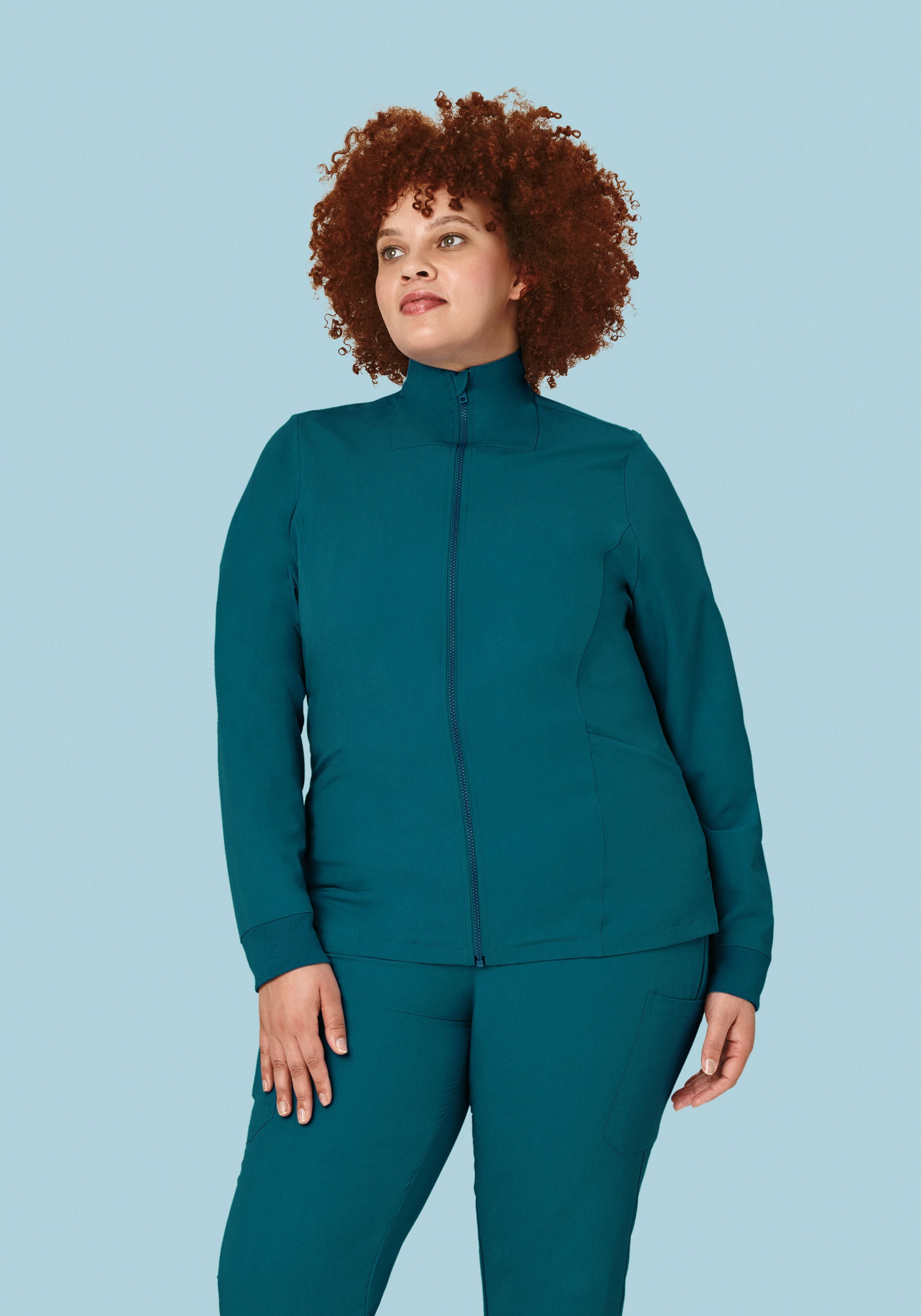 Women's Modern Scrub Jacket Caribbean Blue – Mandala Scrubs