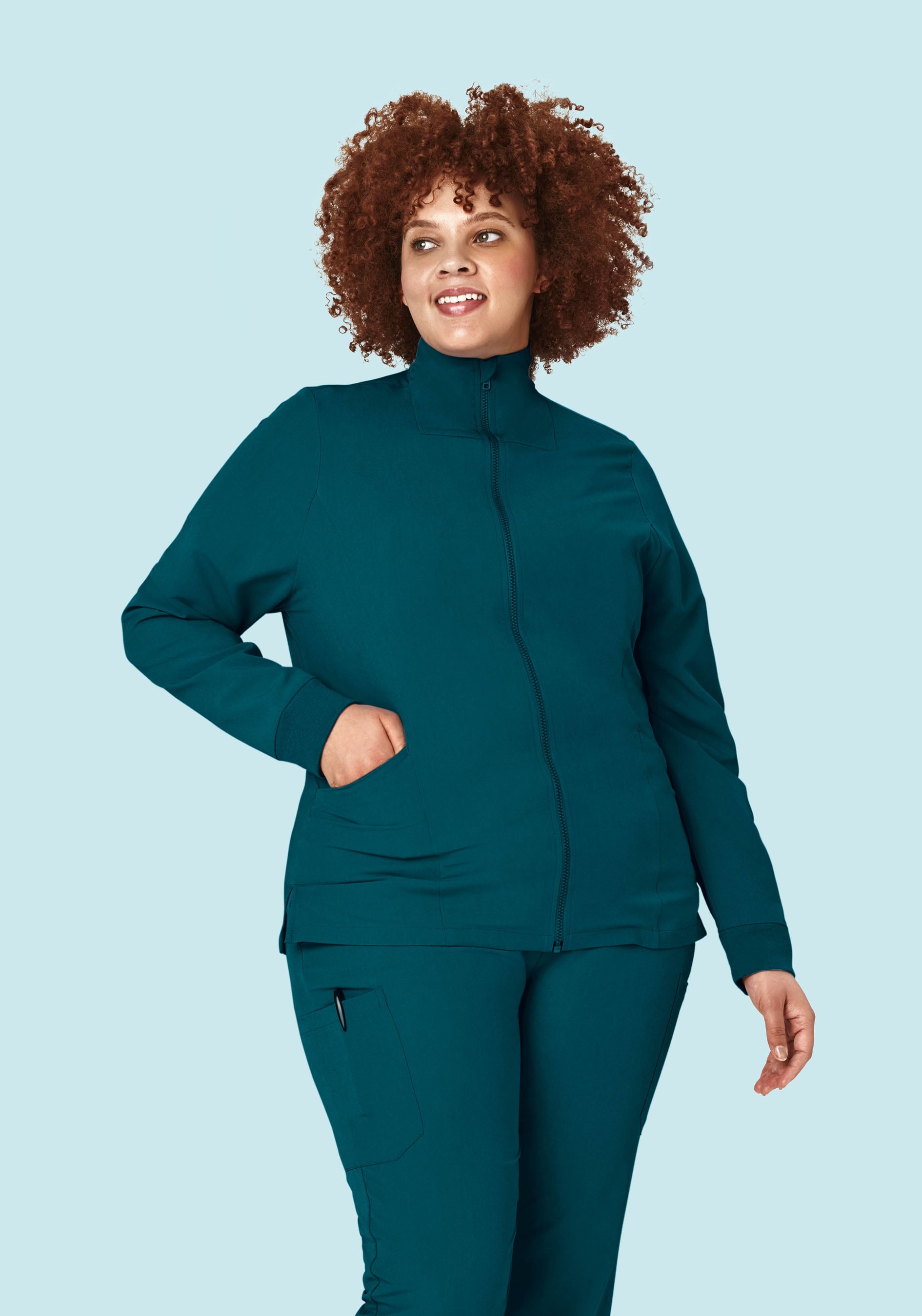 Women's Modern Scrub Jacket Caribbean Blue