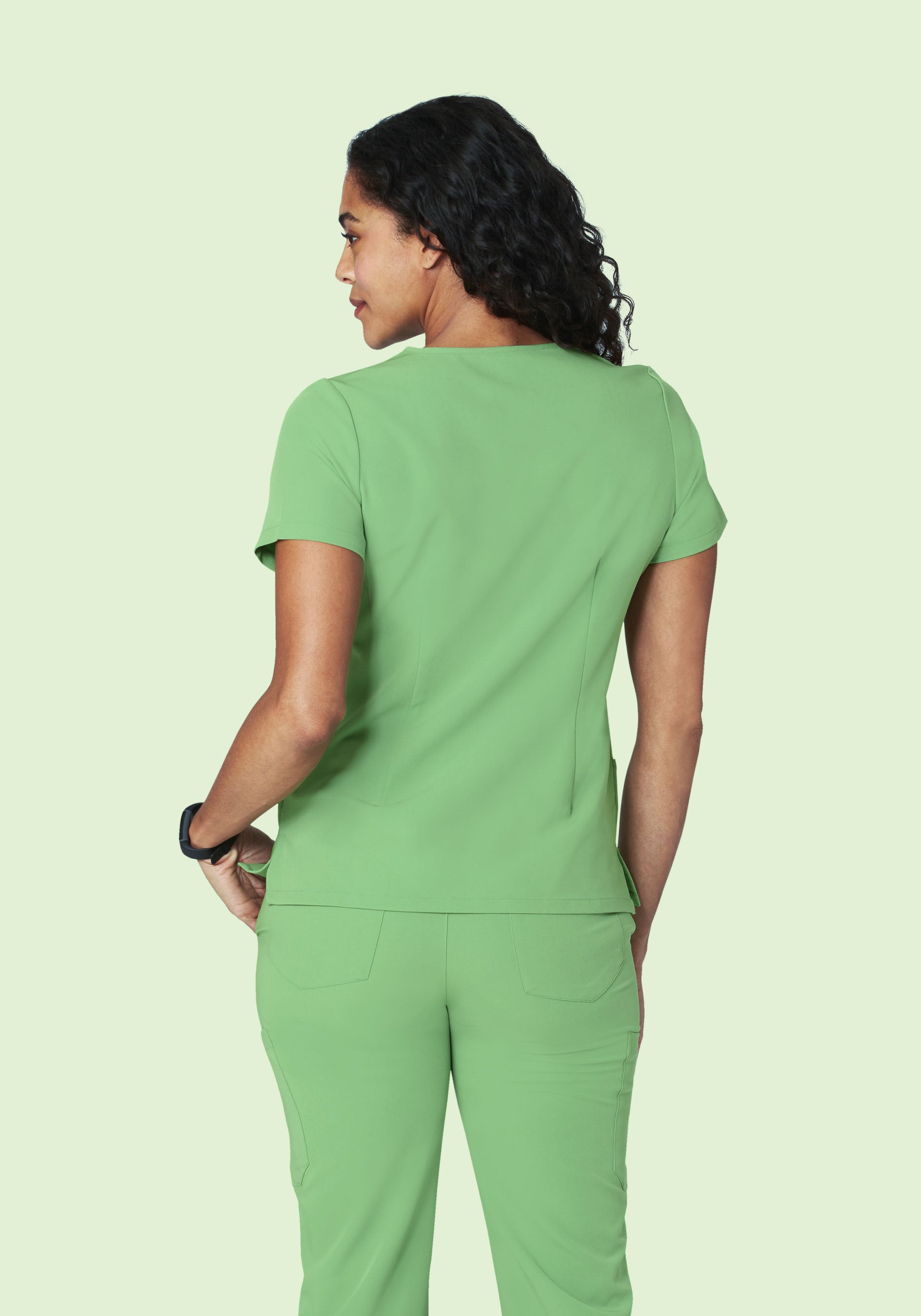5 Pocket Notch Neck Top Aloe