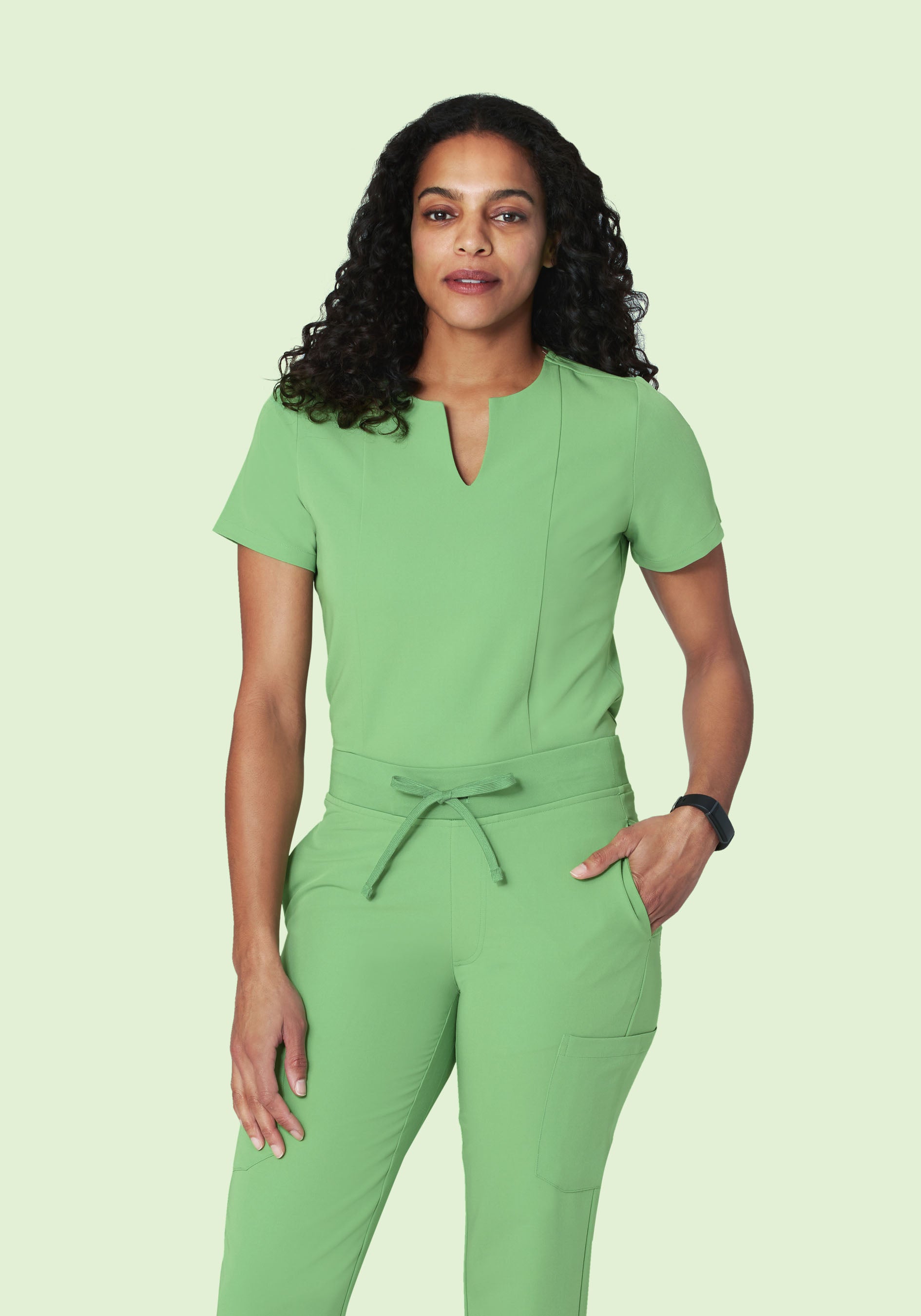 5 Pocket Notch Neck Top Aloe