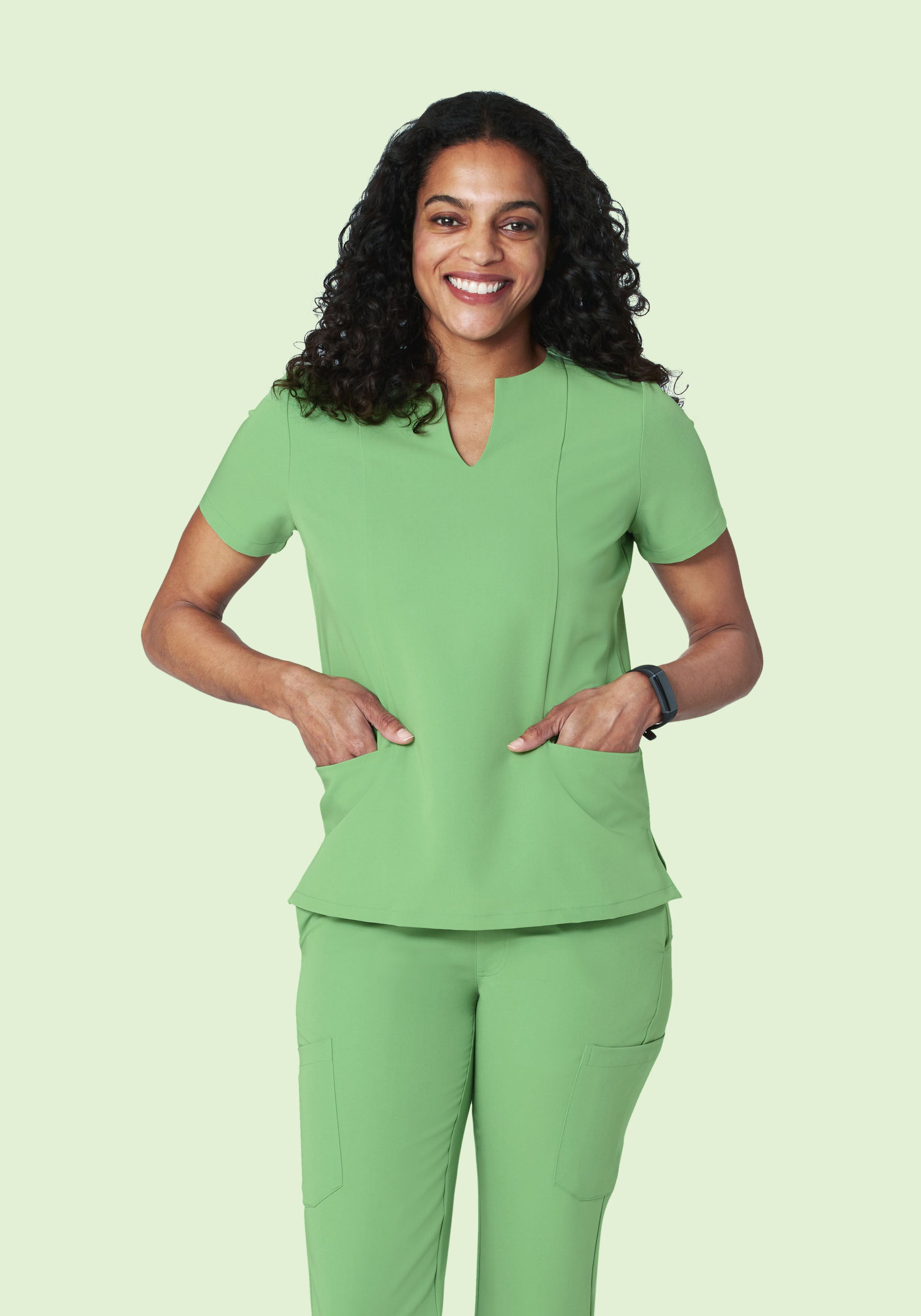 5 Pocket Notch Neck Top Aloe