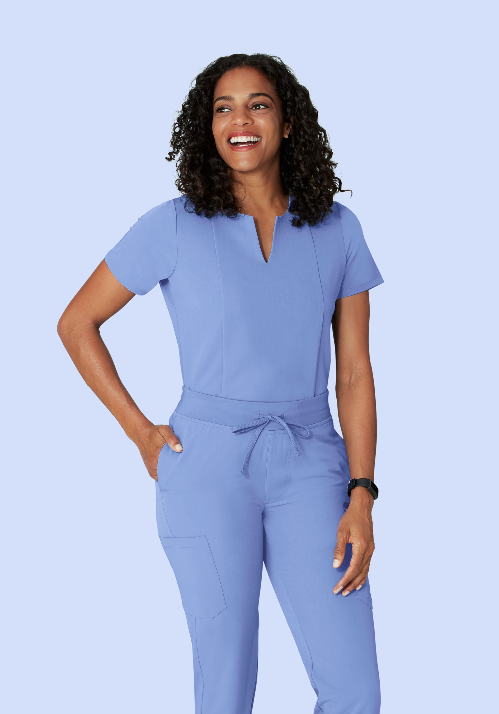 5 Pocket Notch Neck Top Coastline Blue