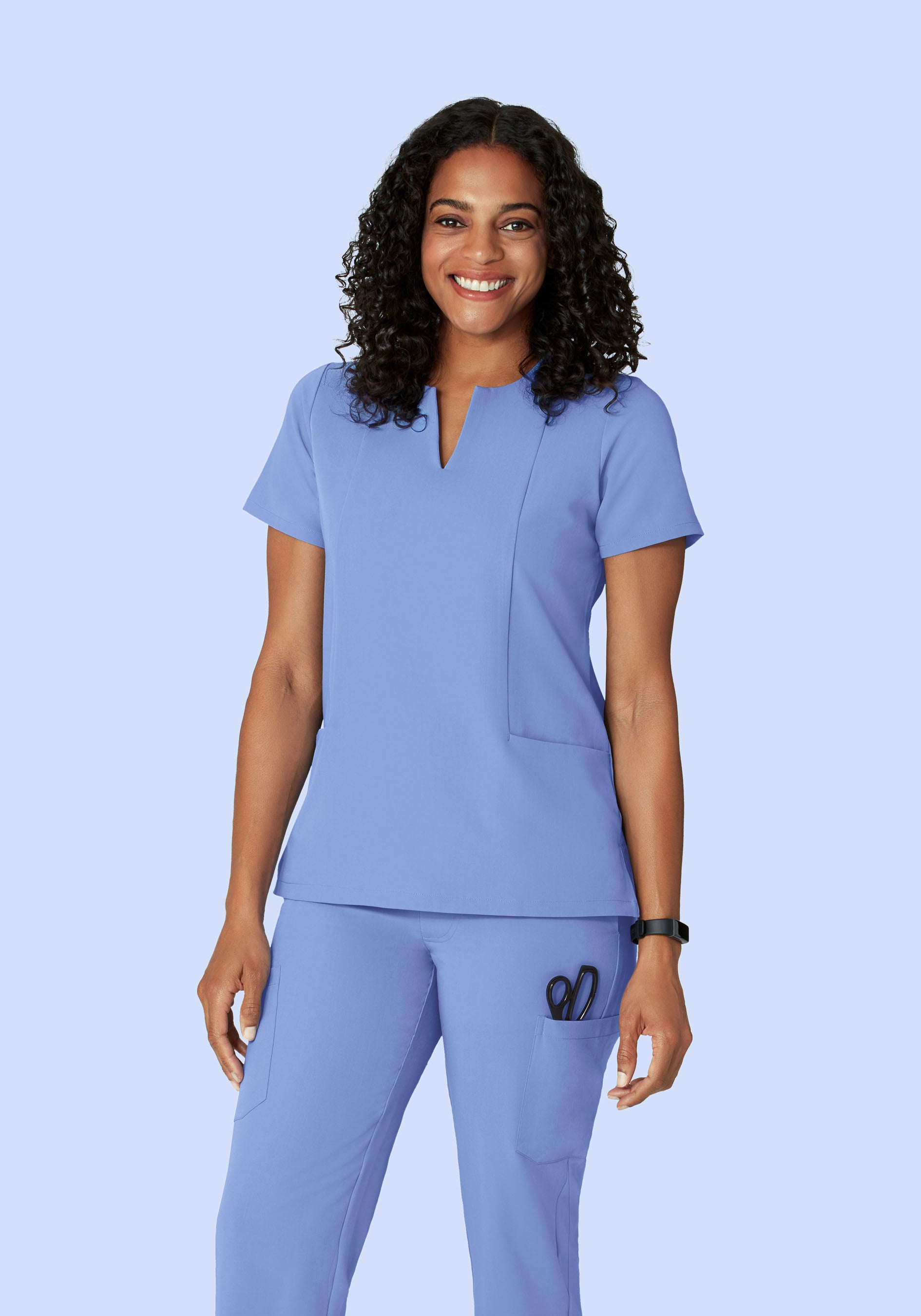 5 Pocket Notch Neck Top Coastline Blue