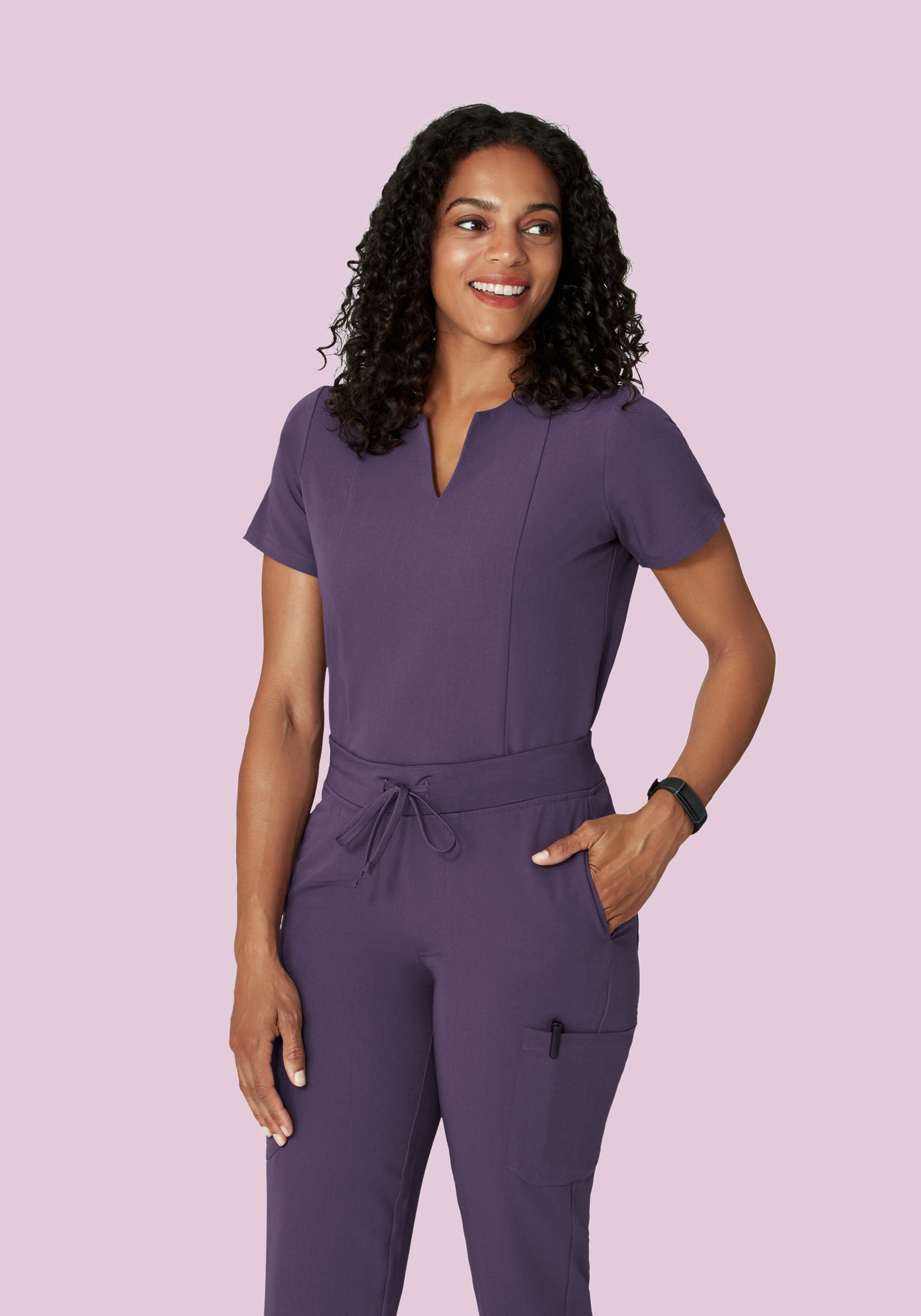 5 Pocket Notch Neck Top Deep Dewberry
